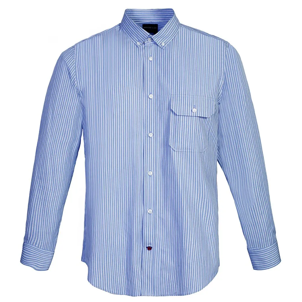 BROWNE & CO. Blue Stripe Button Down Collar Long Sleeves Shirt BROWNE & CO. Blue Stripe Button Down Collar Long Sleeves Shirt