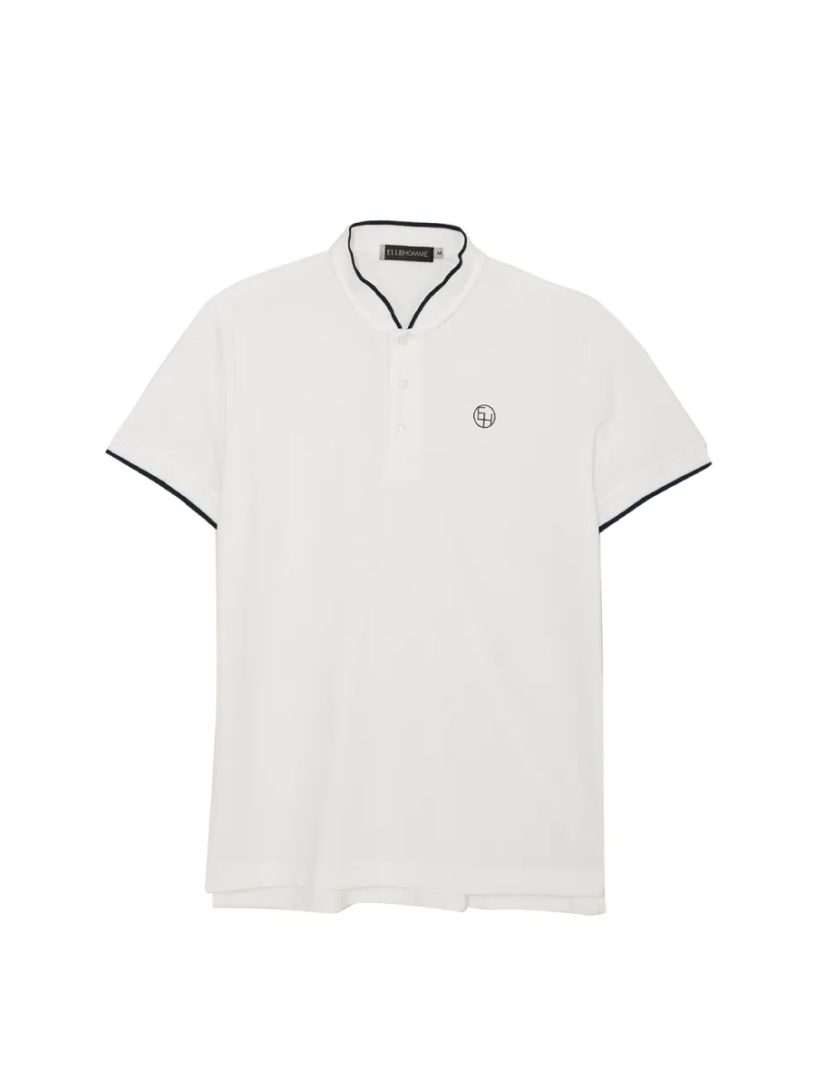ELLE HOMME Men Mandarin collar shirt short sleeves Smart fit W8K912 - White ELLE HOMME Men Mandarin collar shirt short sleeves Smart fit W8K912 - White