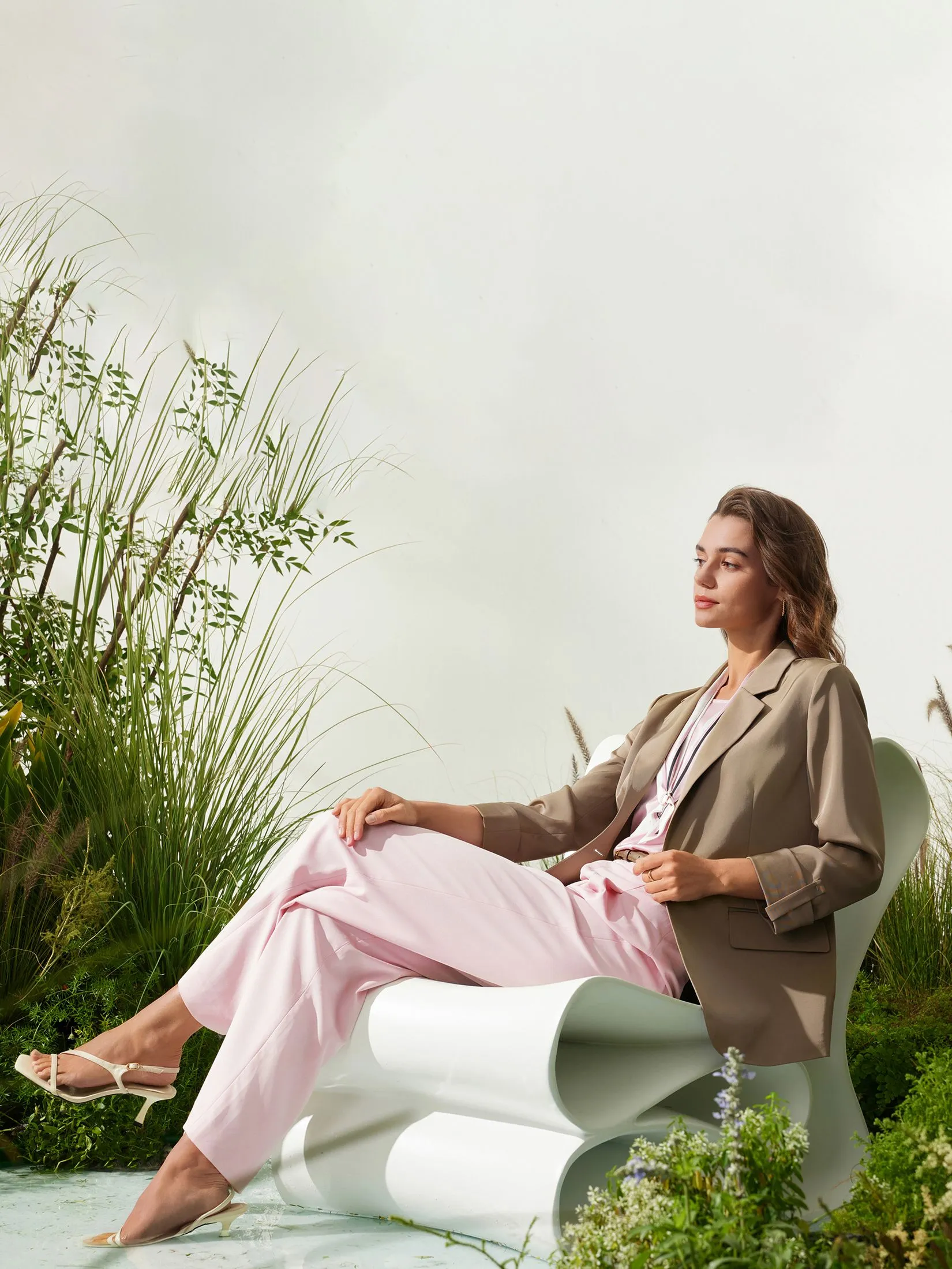 G2000 Women Clothing Satin Short Sleeve Blouse With Scarf & Ring  Regular Fit - Pink