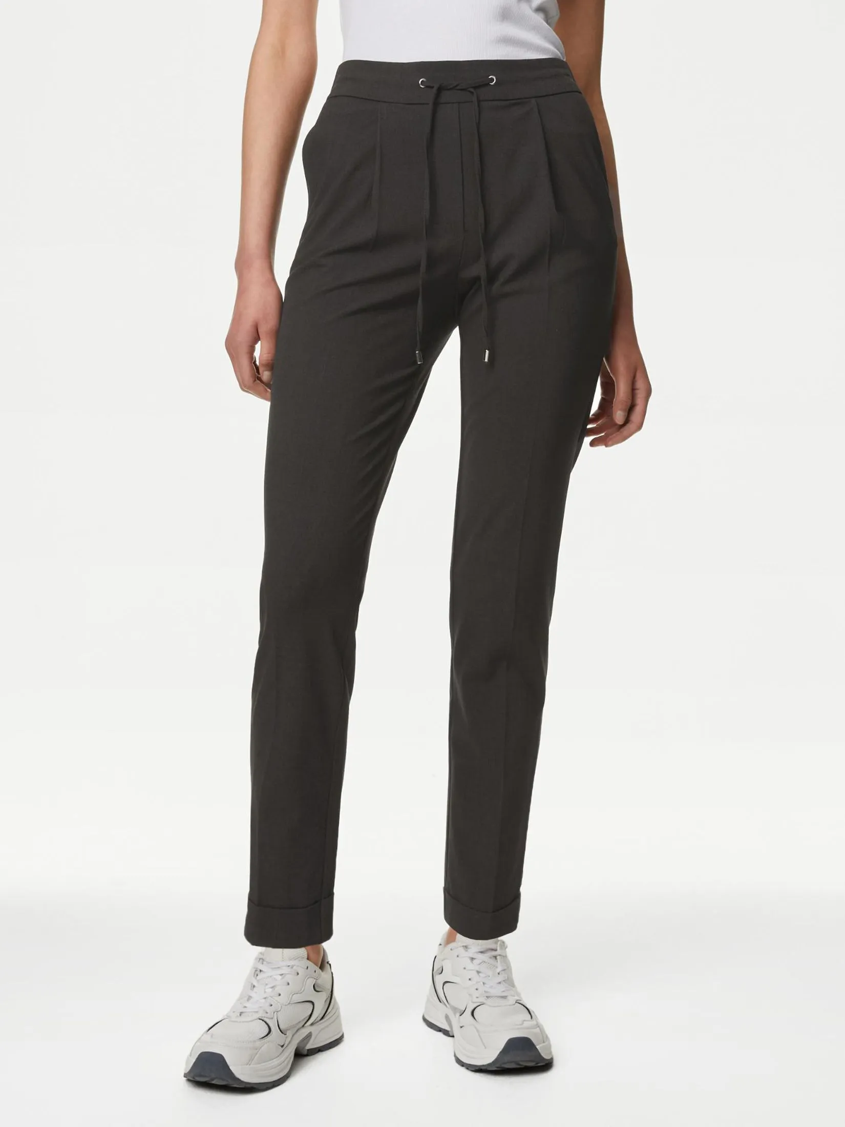 MARKS & SPENCER Women Trousers Drawstring Tapered Ankle Grazer MARKS & SPENCER Women Trousers Drawstring Tapered Ankle Grazer