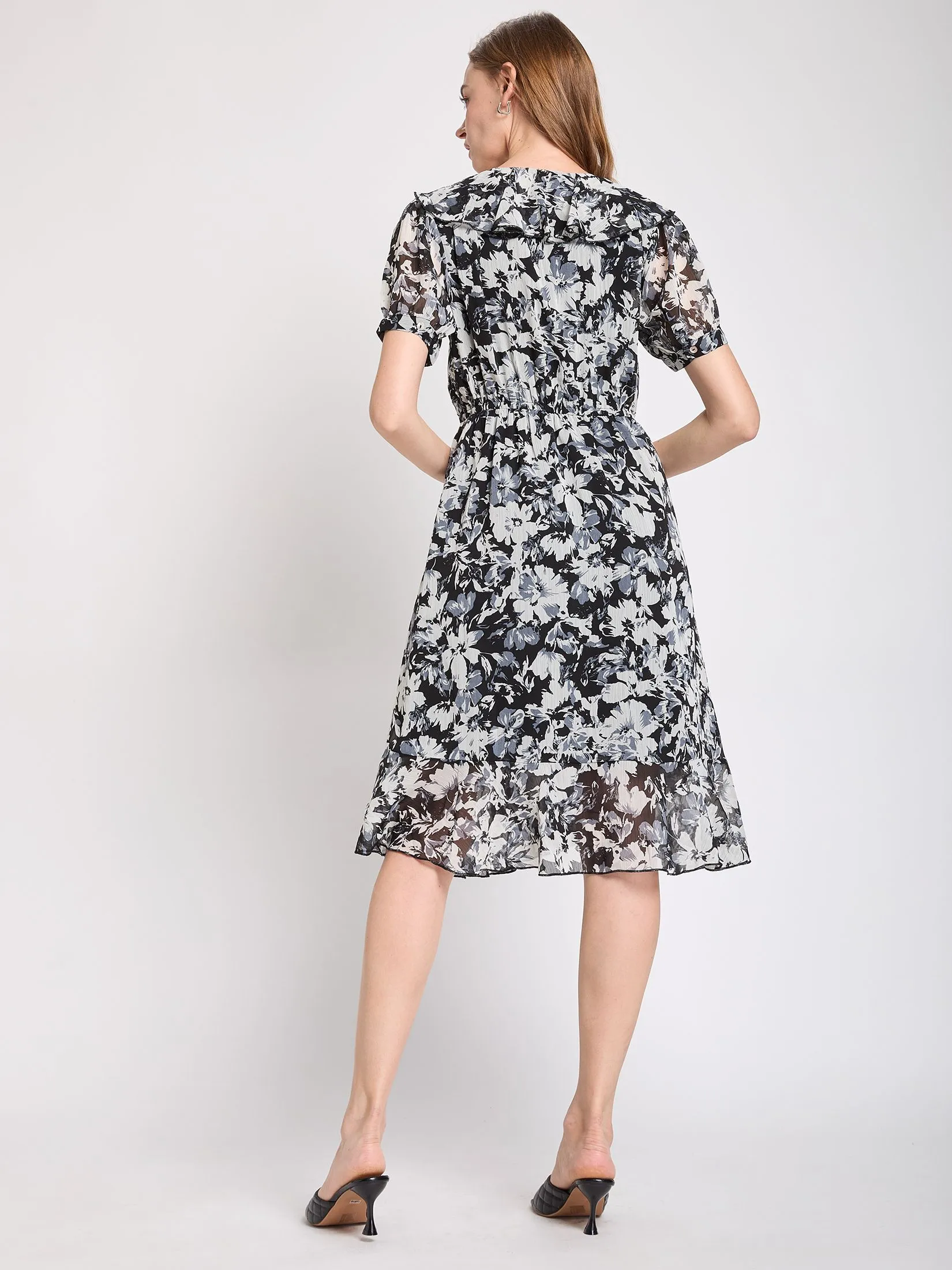 FOF Women Mini Dress with Flare Skirt Black FOF Women Mini Dress with Flare Skirt Black