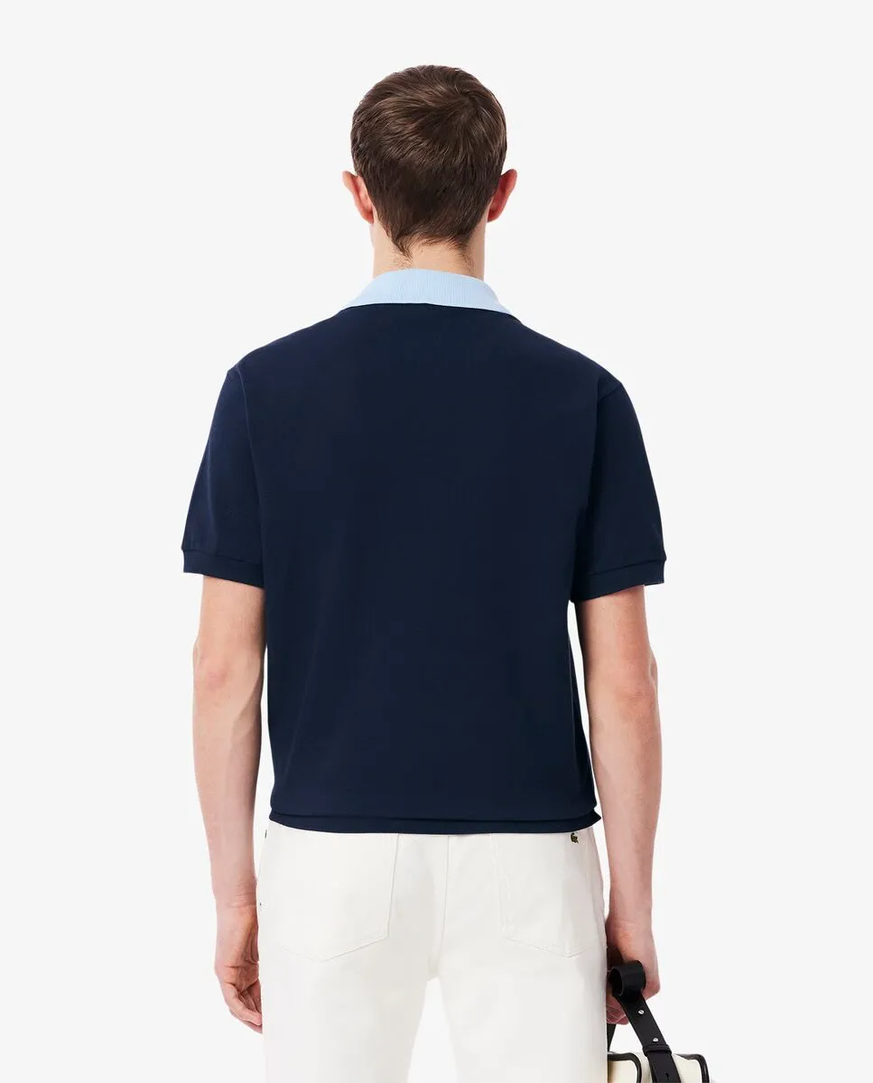 LACOSTE Classic Fit Contrast Collar L.12.12 Polo Shirt Blue LACOSTE Classic Fit Contrast Collar L.12.12 Polo Shirt Blue