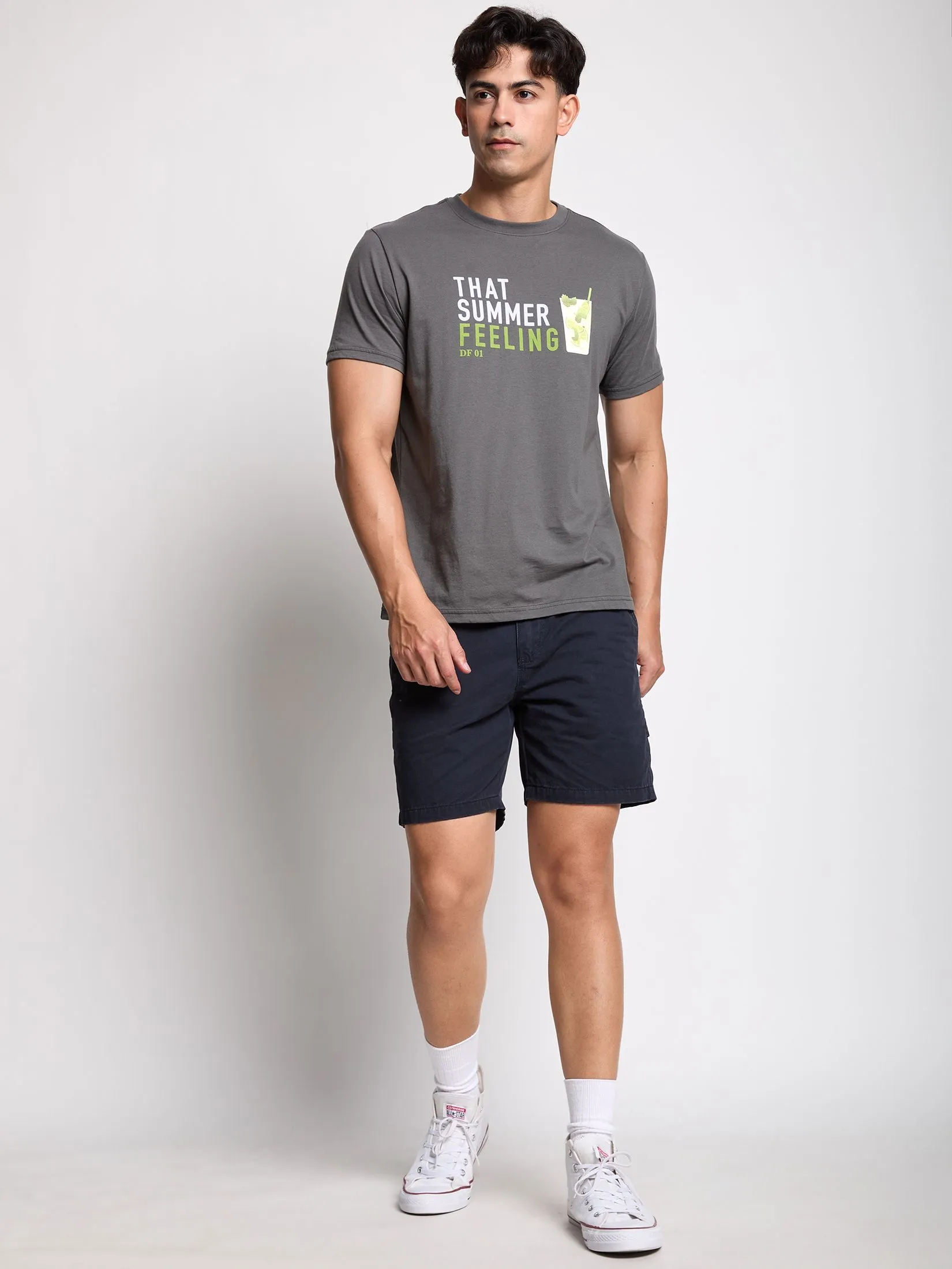 DEFRY 01 Men T-Shirt Short Sleeves 2506UTSM034 Grey DEFRY 01 Men T-Shirt Short Sleeves 2506UTSM034 Grey