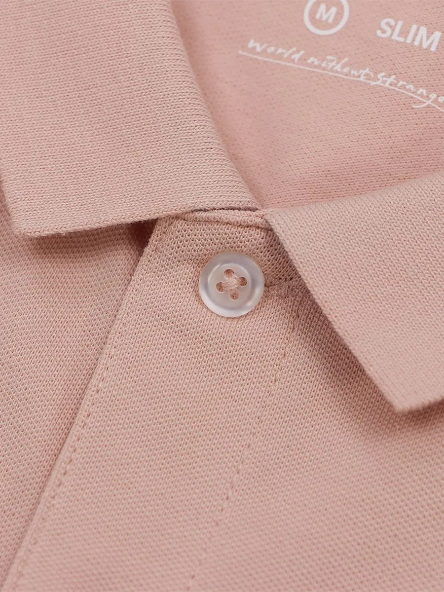 GIORDANO Men's Pique Slim Fit Embroidery Napoleon Polo Evening Sand Pink GIORDANO Men's Pique Slim Fit Embroidery Napoleon Polo Evening Sand Pink