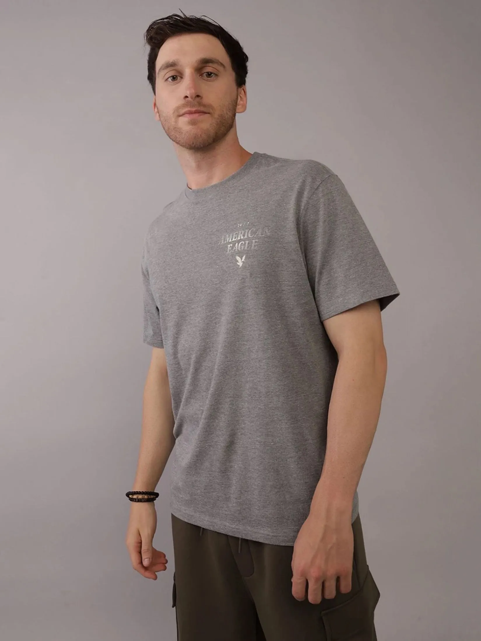 American Eagle MEN G SS BTS2 ACTIVE SET IN TEE- CVC + SERIOUSLY SOFT WASH 006 HEATHER GRAY American Eagle MEN G SS BTS2 ACTIVE SET IN TEE- CVC + SERIOUSLY SOFT WASH 006 HEATHER GRAY
