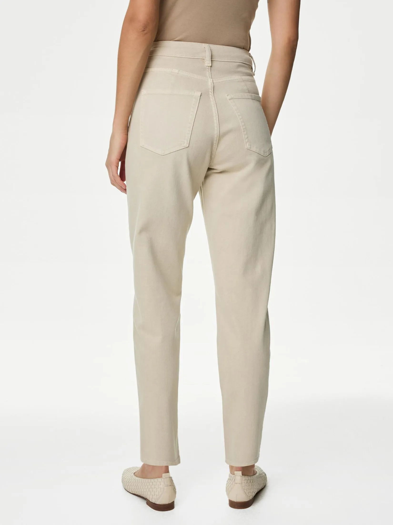 MARKS & SPENCER Women Jeans Mom High Waisted Tapered Ankle Grazer Neutral MARKS & SPENCER Women Jeans Mom High Waisted Tapered Ankle Grazer Neutral