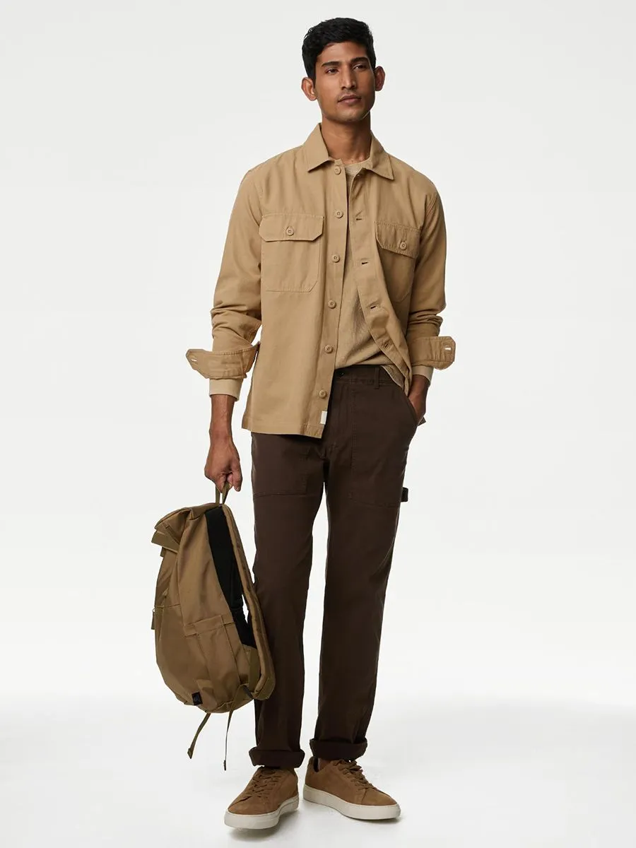 MARKS & SPENCER Men Shirt Long Sleeves Pure Cotton Utility MARKS & SPENCER Men Shirt Long Sleeves Pure Cotton Utility