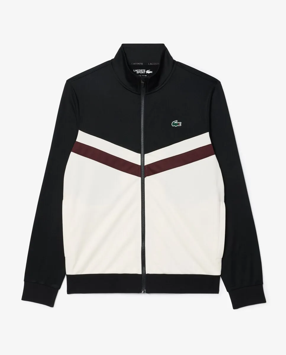LACOSTE Zip-Up Print Tennis Sweatshirt Black LACOSTE Zip-Up Print Tennis Sweatshirt Black