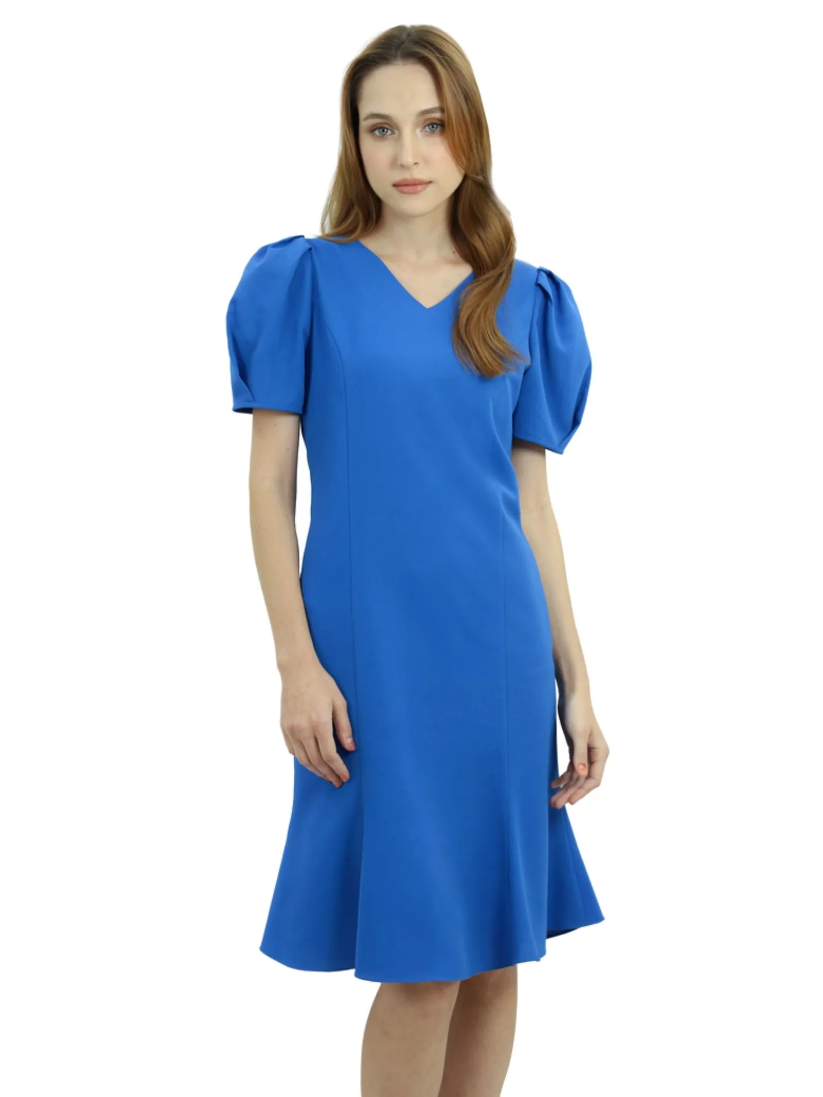 VERONIQA Women Dress Short Sleeves Dobby Blue VERONIQA Women Dress Short Sleeves Dobby Blue