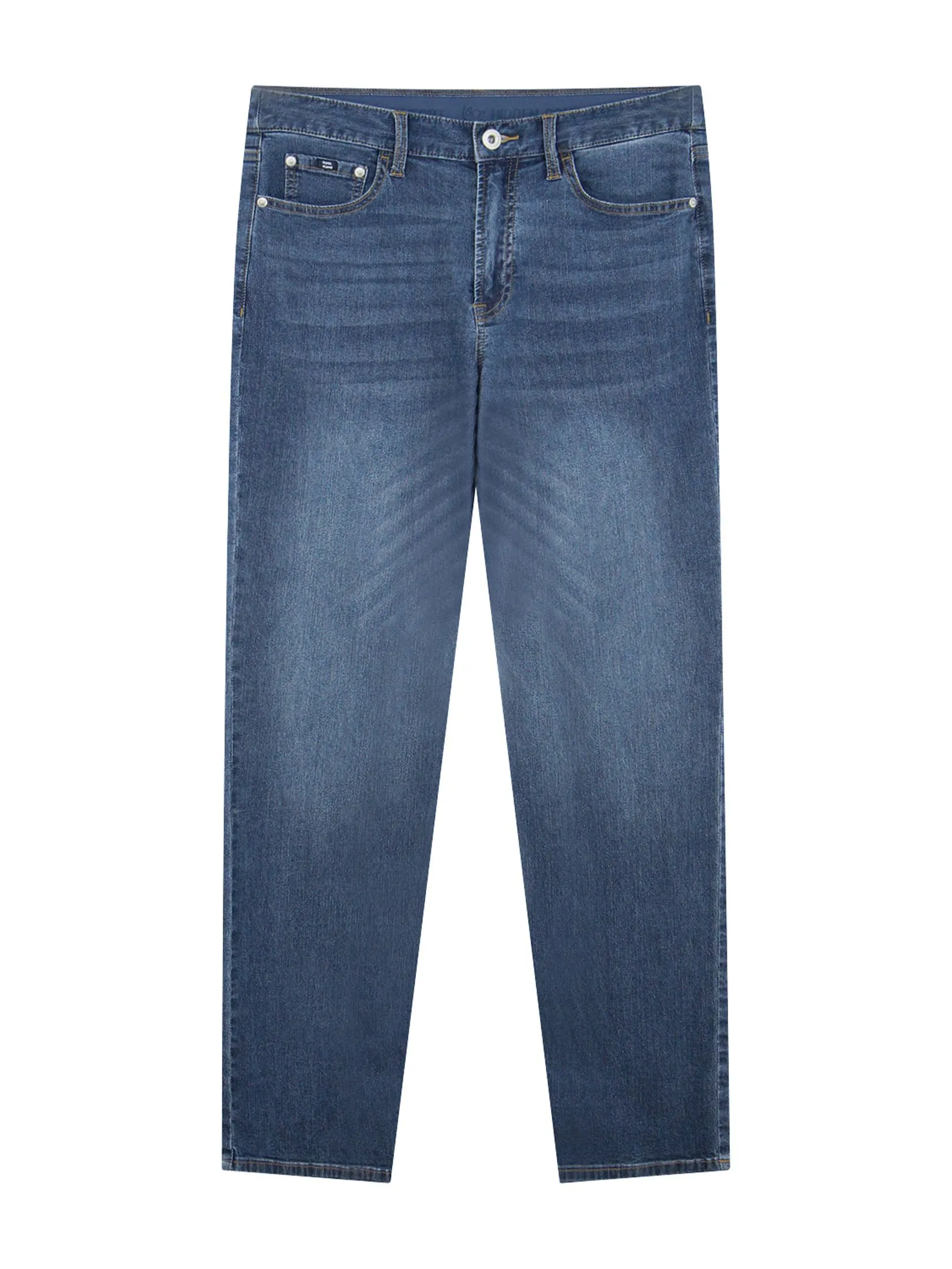 GIORDANO Men's Slim Stretch Denim Jeans (180° Elastic Waist) Med Indigo blue GIORDANO Men's Slim Stretch Denim Jeans (180° Elastic Waist) Med Indigo blue