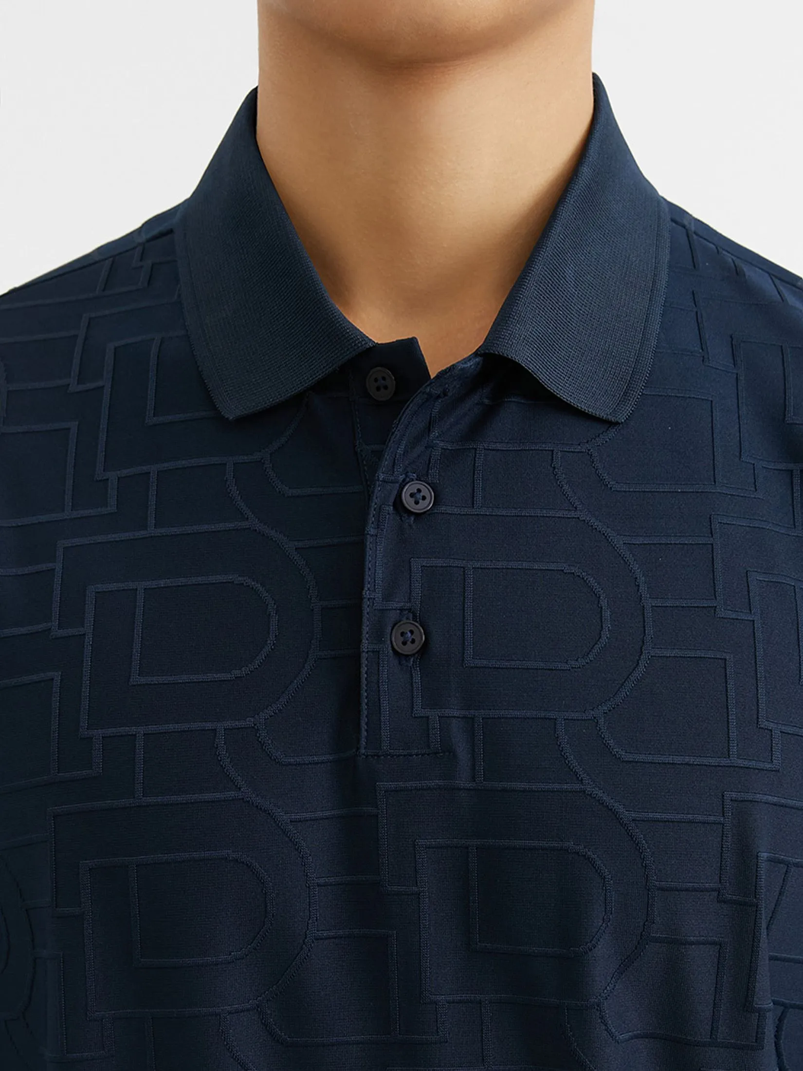DAPPER DAPPER DP Jacquard Polo Shirt Navy DAPPER DAPPER DP Jacquard Polo Shirt Navy
