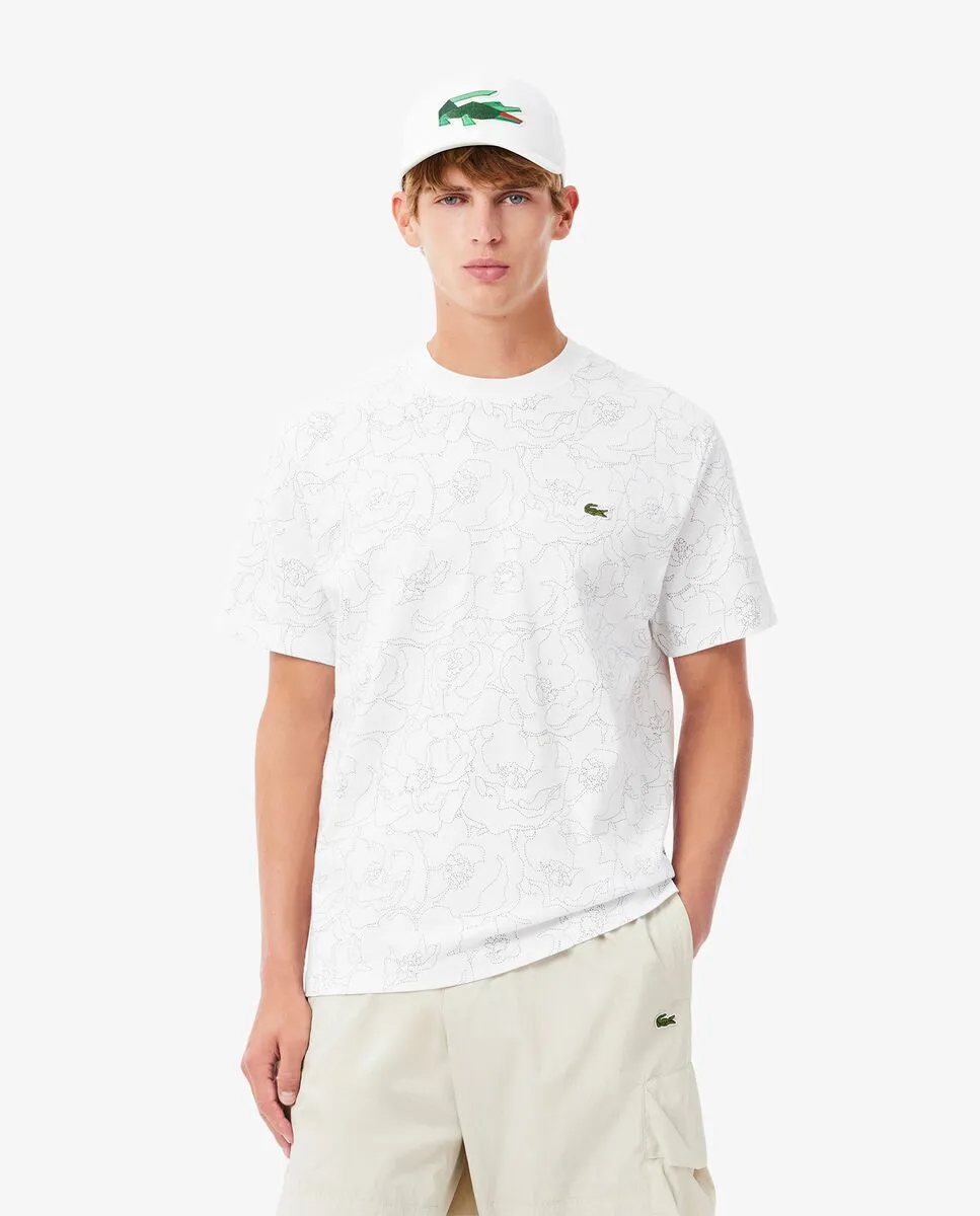 LACOSTE Heavy Cotton Flower Print T-shirt White LACOSTE Heavy Cotton Flower Print T-shirt White