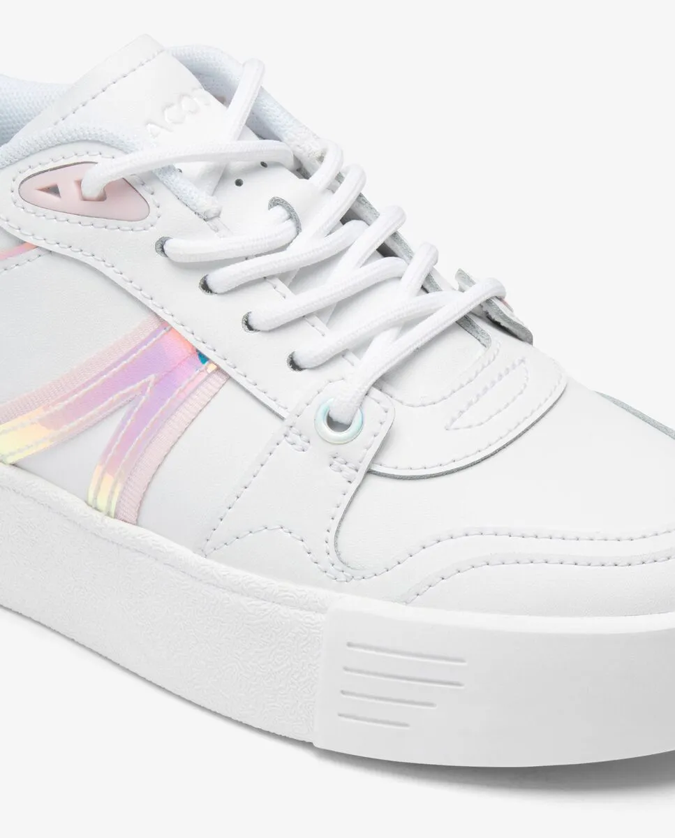 LACOSTE White Women’s L002 Evo Holographic Leather Trainers LACOSTE White Women’s L002 Evo Holographic Leather Trainers