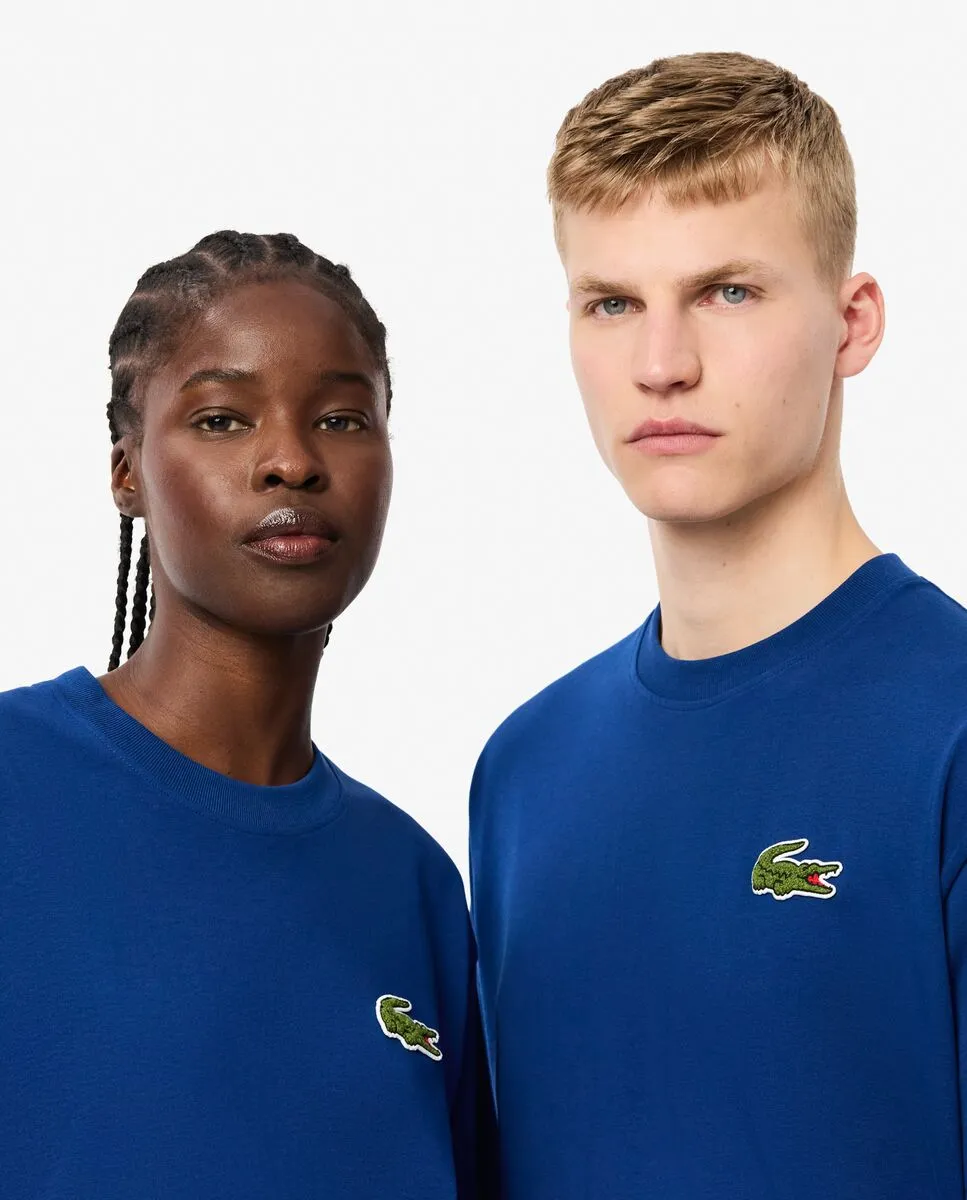 LACOSTE Loose Fit Heavy Cotton Badge T-shirt Blue LACOSTE Loose Fit Heavy Cotton Badge T-shirt Blue