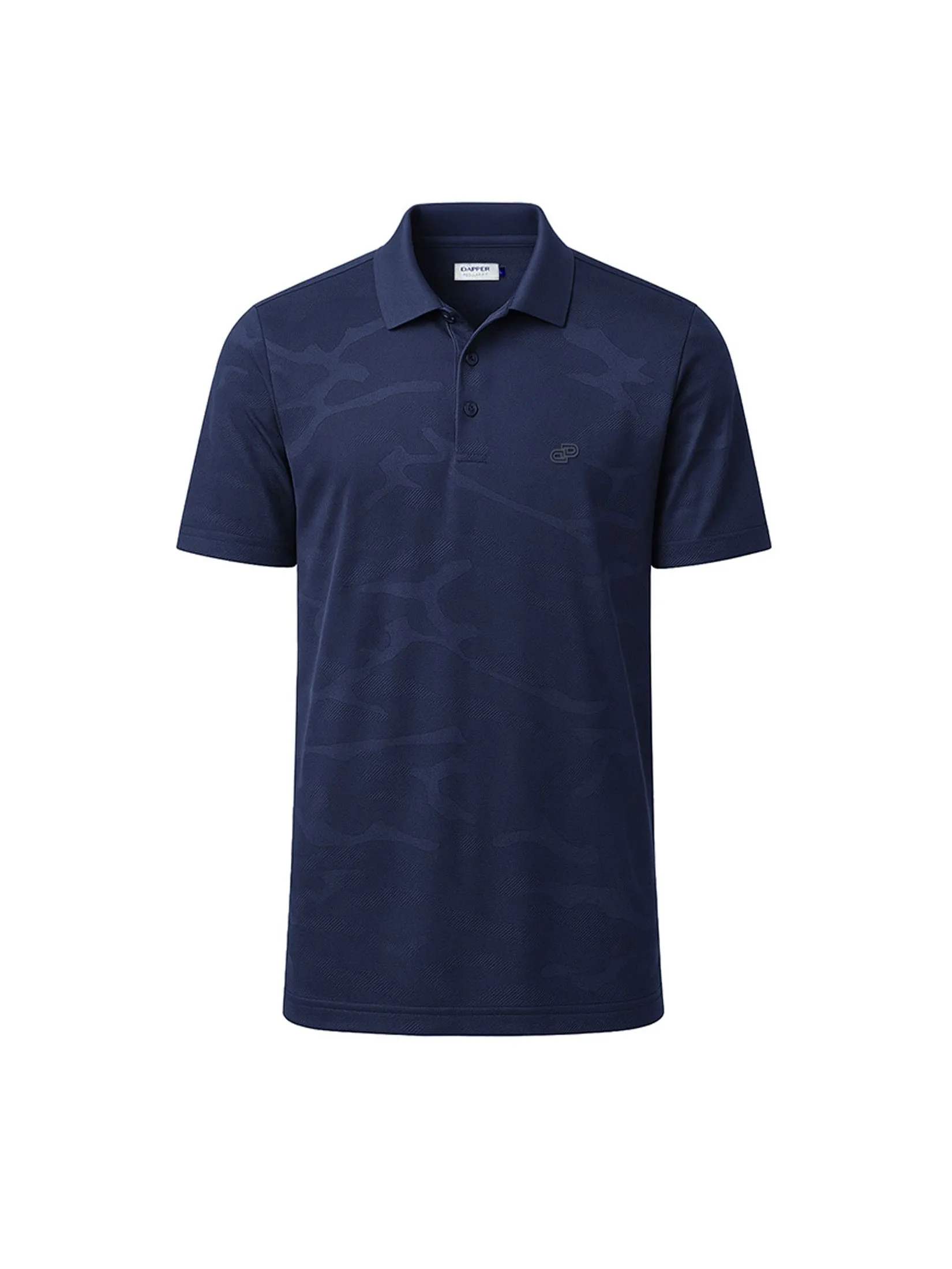 DAPPER DAPPER Tonal Camo Jacquard Polo Shirt Navy DAPPER DAPPER Tonal Camo Jacquard Polo Shirt Navy
