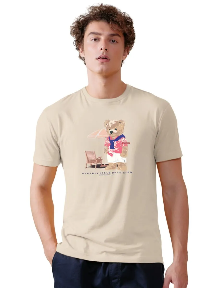 BEVERLY HILLS POLO CLUB Cream Men T-Shirt REGULAR-FIT Model BNSR317 BEVERLY HILLS POLO CLUB Cream Men T-Shirt REGULAR-FIT Model BNSR317