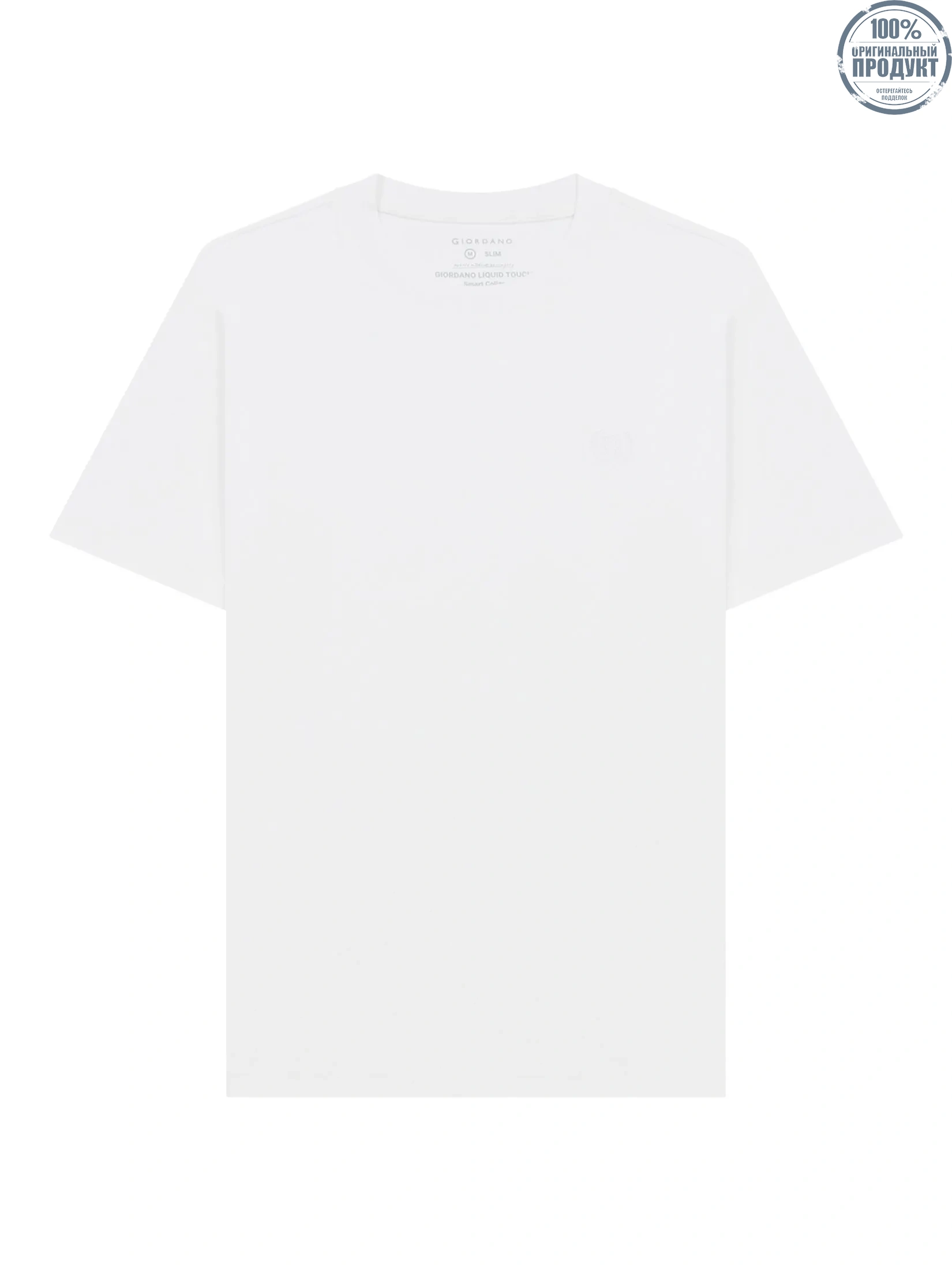 GIORDANO Men's Slim Cotton Embroidery Tee (Liquid Touch) Signature White GIORDANO Men's Slim Cotton Embroidery Tee (Liquid Touch) Signature White