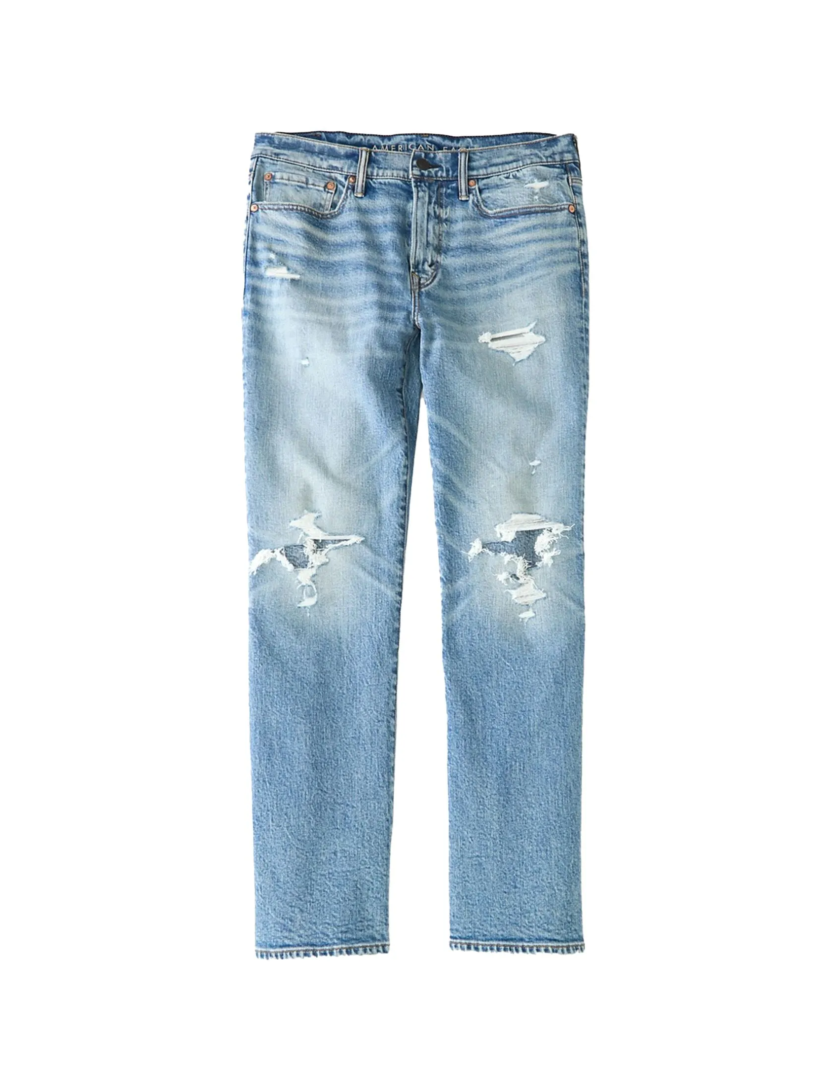 American Eagle MEN MEDIUM W/ DESTROY MENDING RELAXED STRAIGHT 414 BLUE STREET American Eagle MEN MEDIUM W/ DESTROY MENDING RELAXED STRAIGHT 414 BLUE STREET