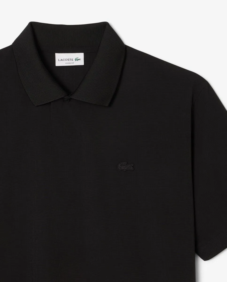 LACOSTE Loose Fit Mesh Polo Shirt Black LACOSTE Loose Fit Mesh Polo Shirt Black