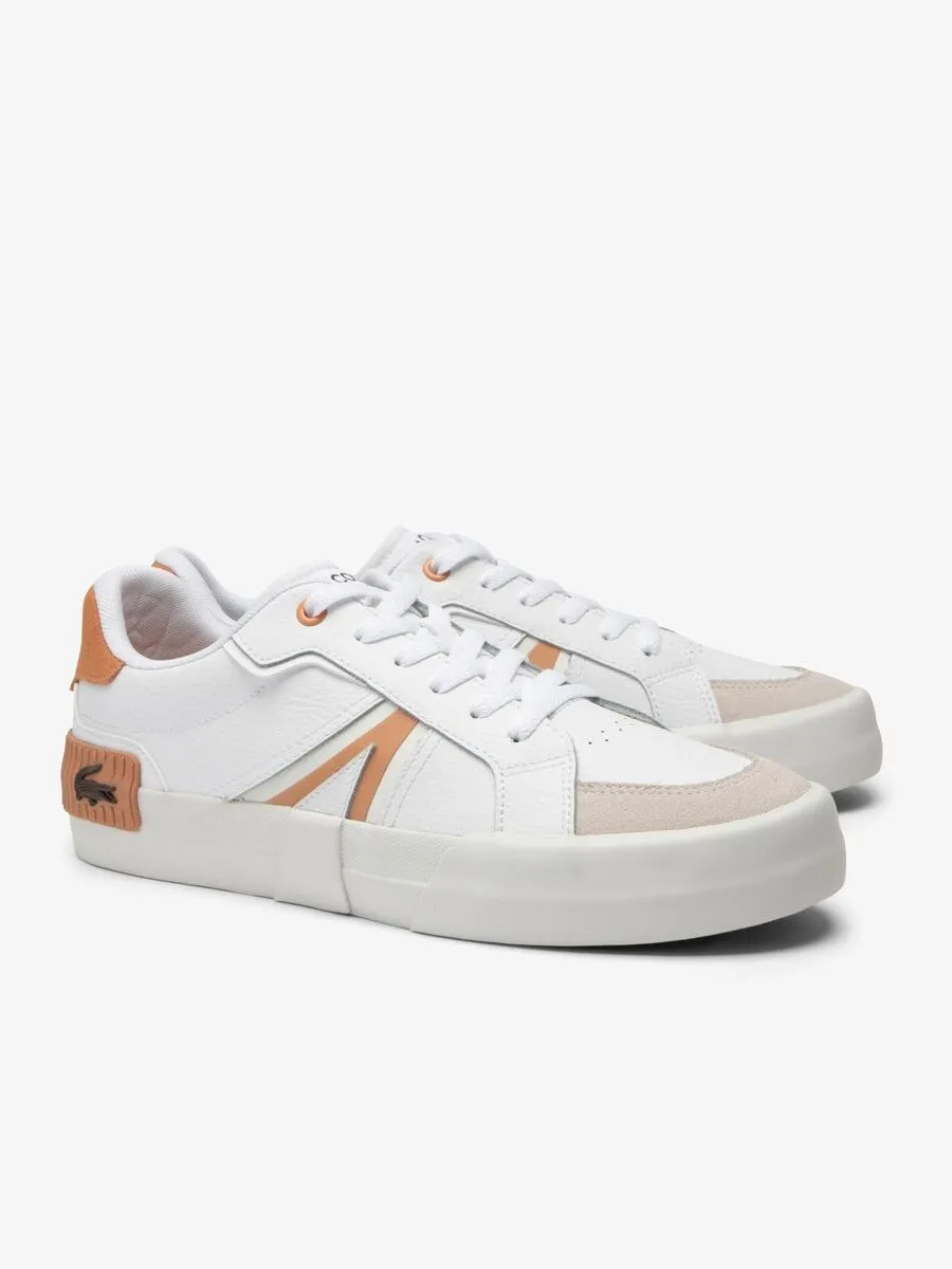 LACOSTE White Men’s L004 Contrasted Tab Leather Trainers LACOSTE White Men’s L004 Contrasted Tab Leather Trainers