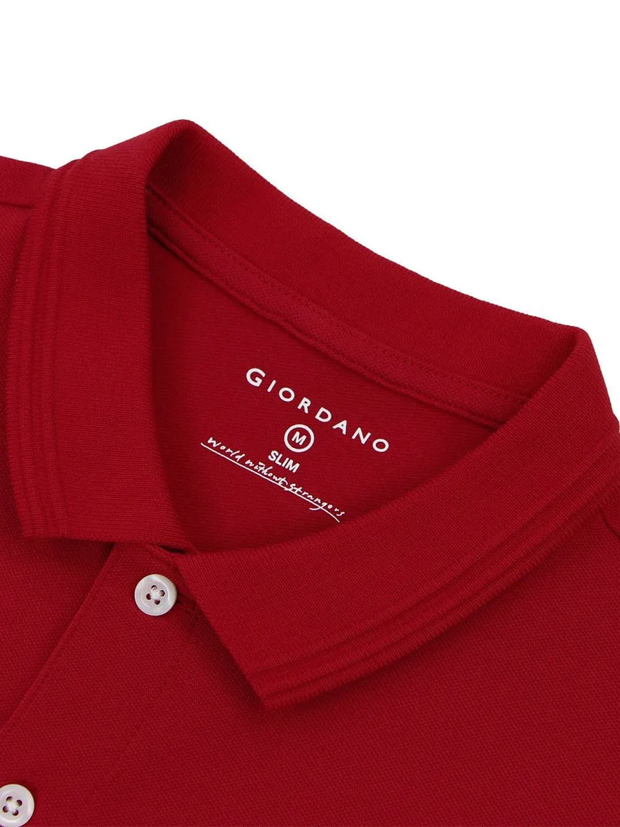 GIORDANO Men's Slim Fit 3D Lion Embroidery Polo  Haute Red GIORDANO Men's Slim Fit 3D Lion Embroidery Polo  Haute Red
