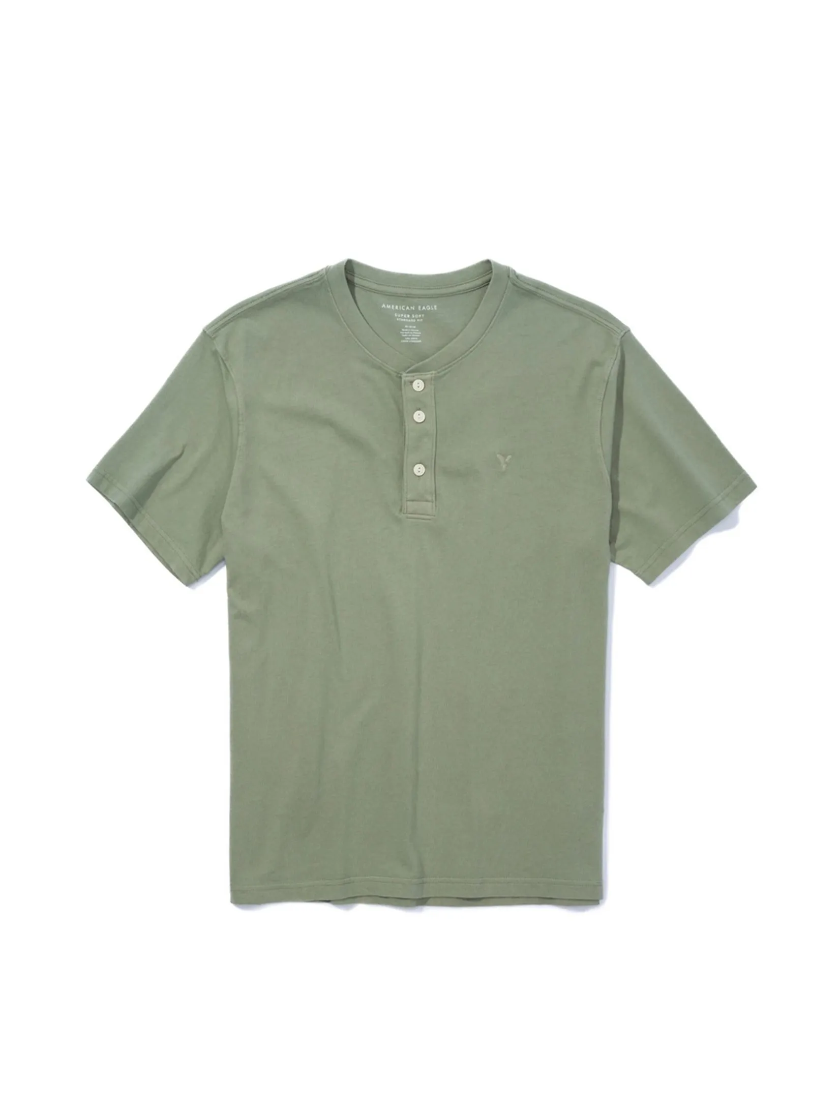 American Eagle MEN SS INTL CORE HENLEY - RGD 341 FADED OLIVE American Eagle MEN SS INTL CORE HENLEY - RGD 341 FADED OLIVE