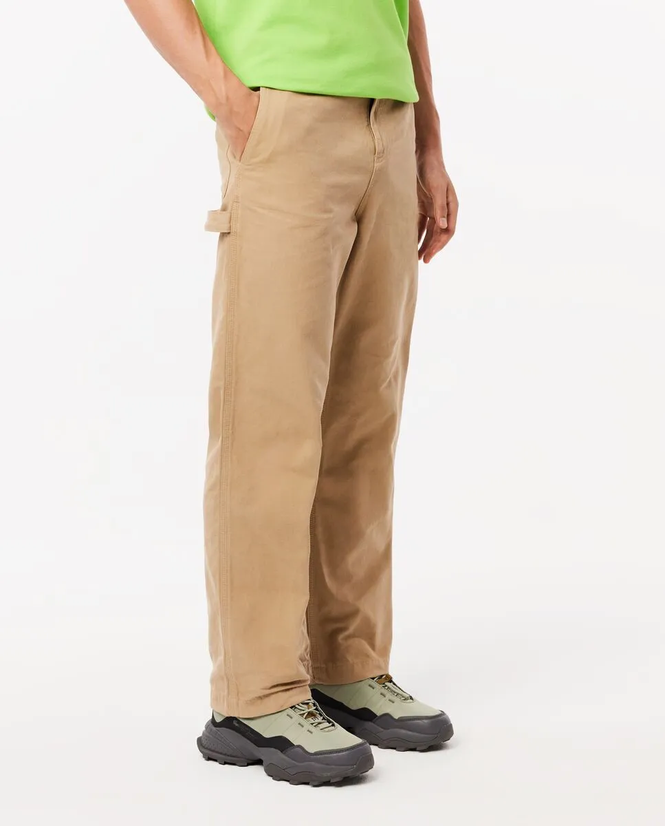 LACOSTE Relaxed Fit Cotton Canvas Carpenter Pants Beige