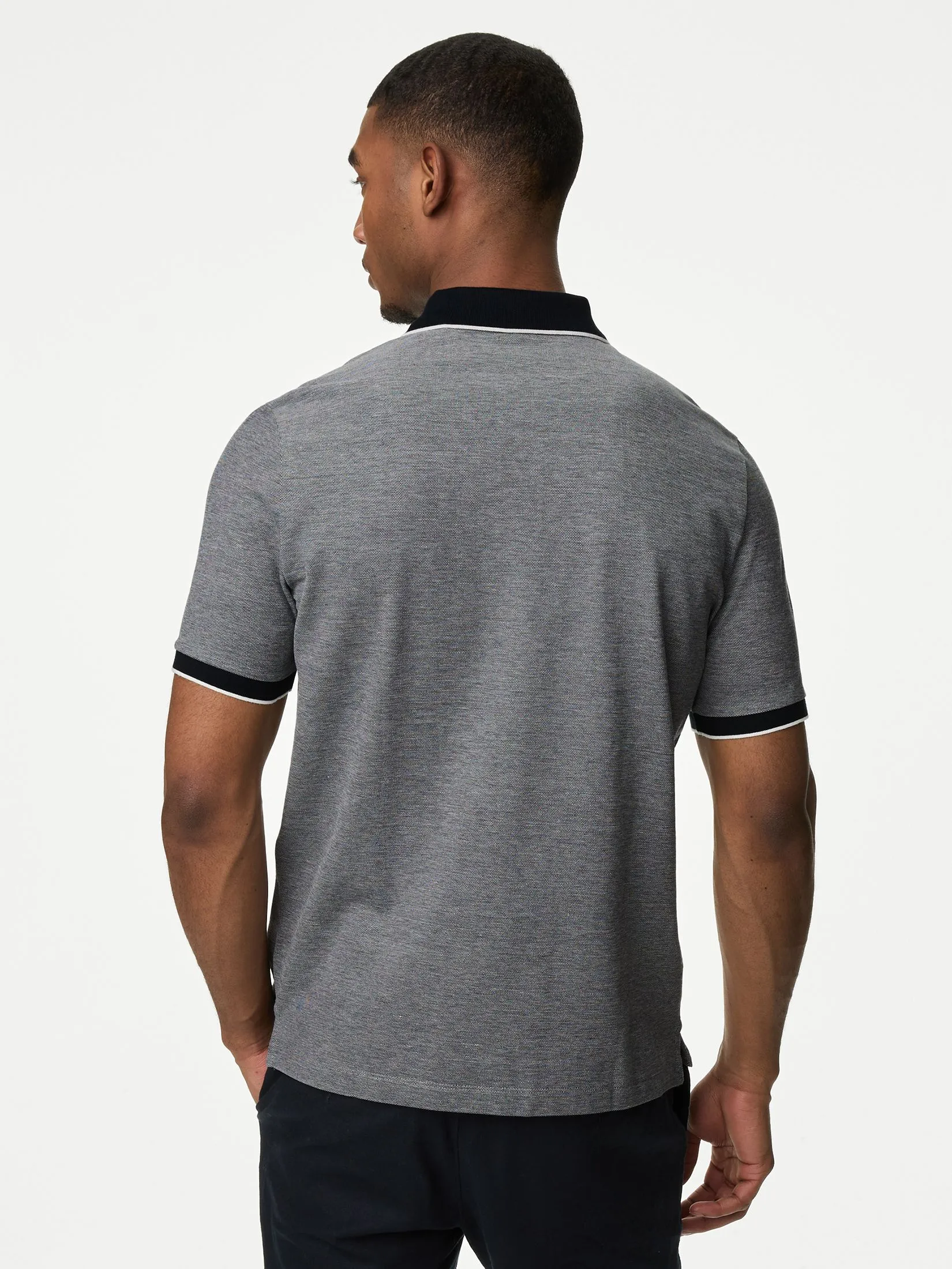 MARKS & SPENCER Men Shirt Pure Cotton Tipped Pique MARKS & SPENCER Men Shirt Pure Cotton Tipped Pique