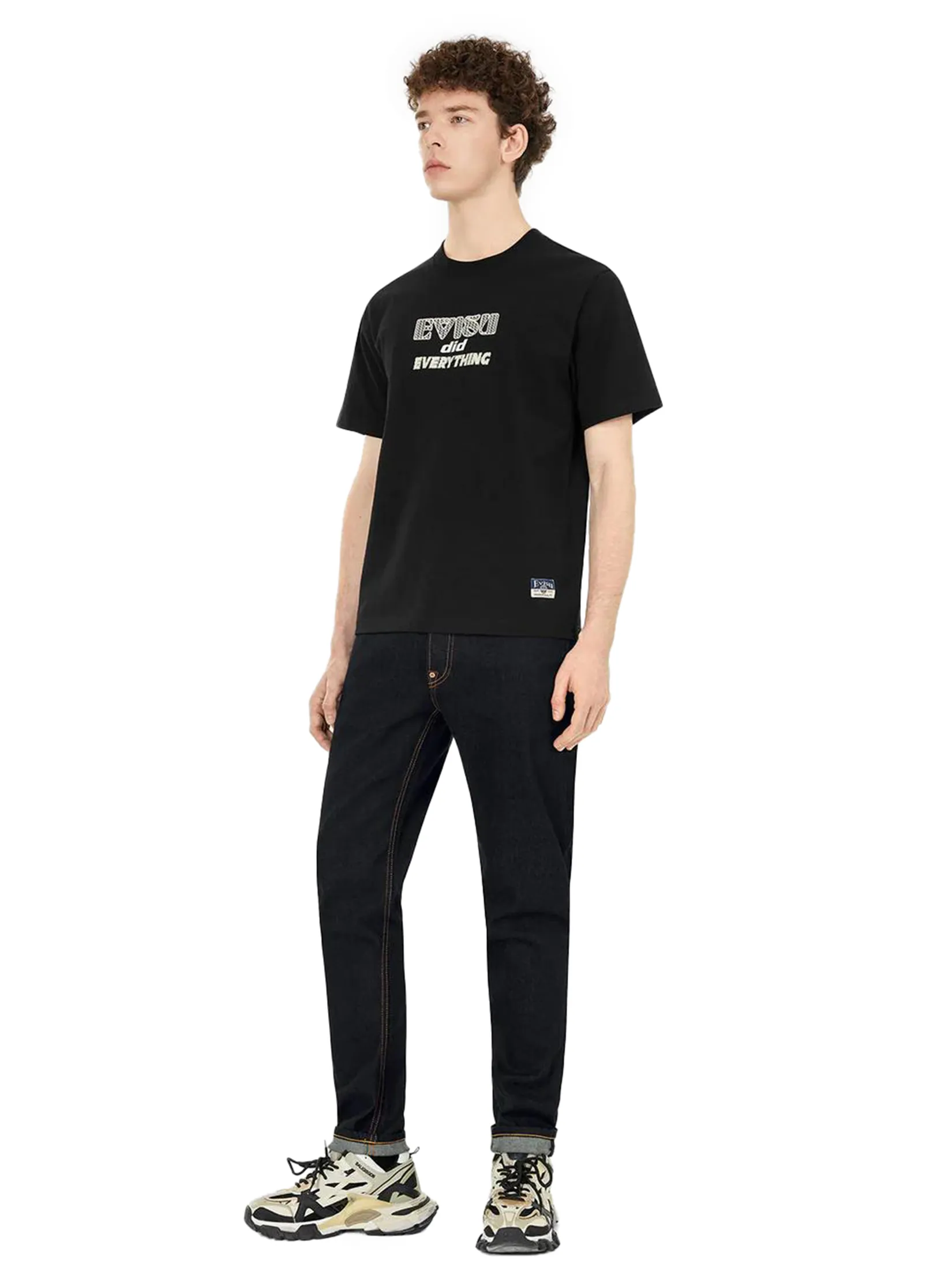 EVISU Men T-shirt Weathered Seagull Daicock Print Regular Fit Black EVISU Men T-shirt Weathered Seagull Daicock Print Regular Fit Black