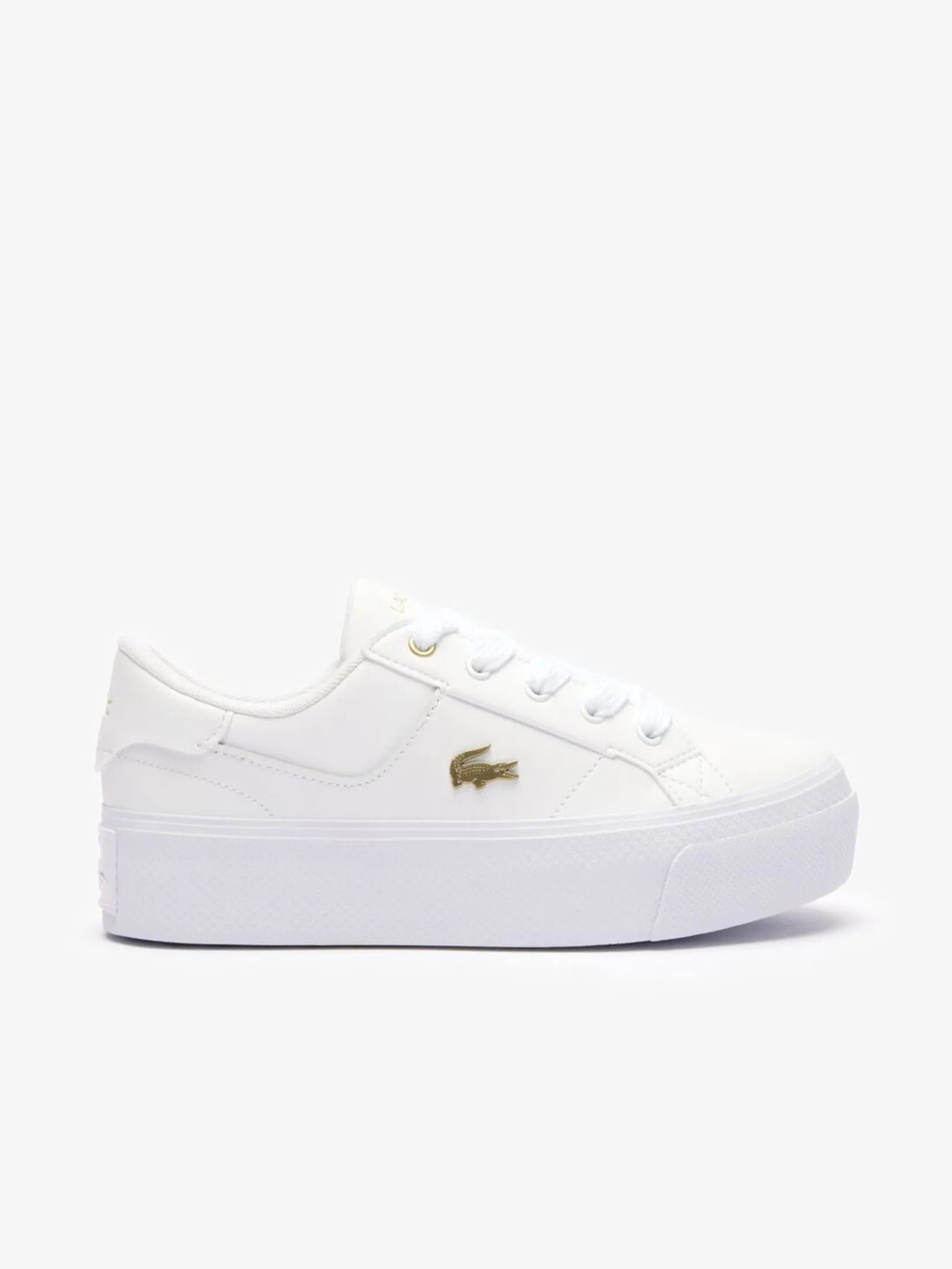 LACOSTE Women’s Ziane Platform Logo Leather Trainers White LACOSTE Women’s Ziane Platform Logo Leather Trainers White
