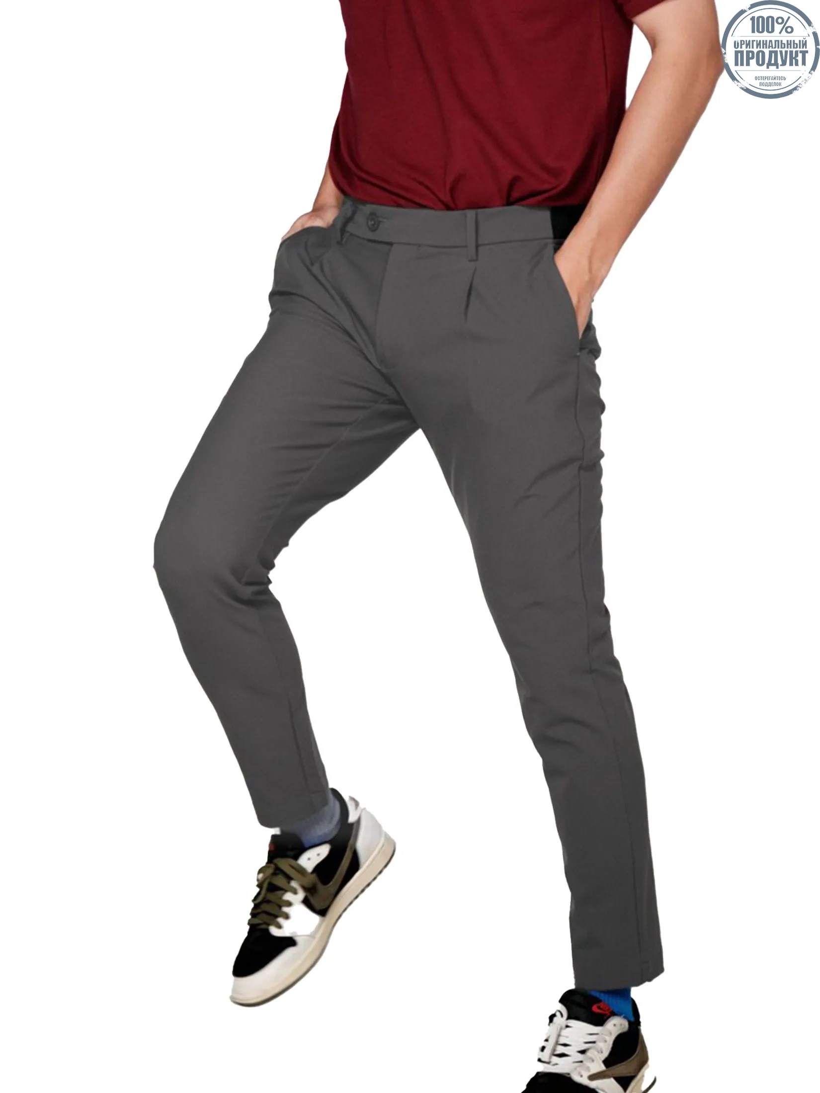 Era-won Men's  Cropped Skinny pants Golf fabric Grey Era-won Men's  Cropped Skinny pants Golf fabric Grey