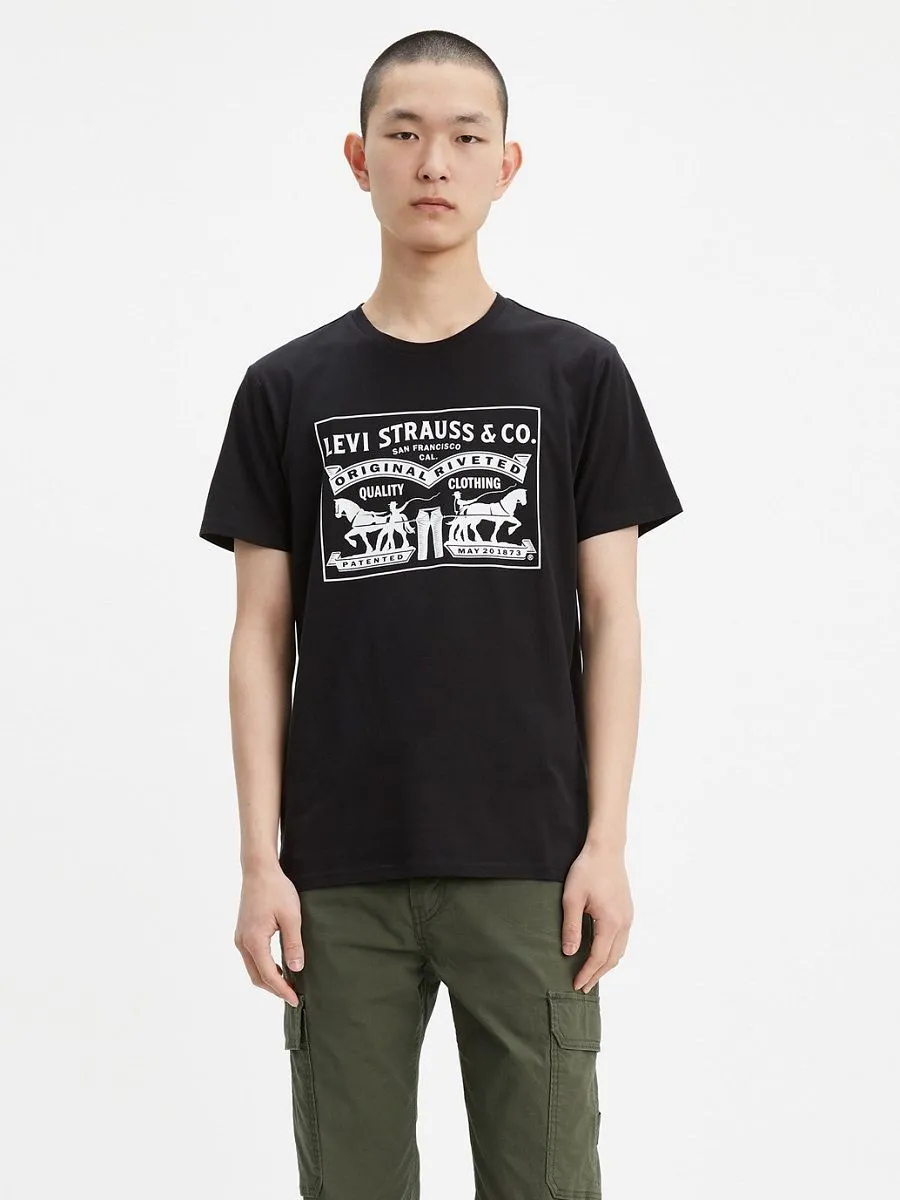 LEVI'S Men's 2-Horse Graphic T-shirt Pull Black LEVI'S Men's 2-Horse Graphic T-shirt Pull Black