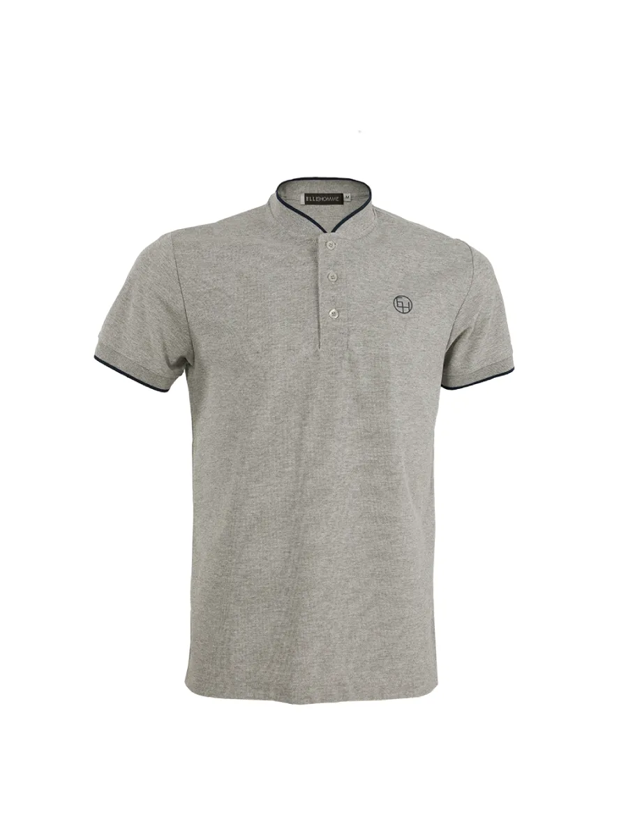 ELLE HOMME Men Mandarin collar shirt short sleeves Smart fit W8K912 - Grey ELLE HOMME Men Mandarin collar shirt short sleeves Smart fit W8K912 - Grey