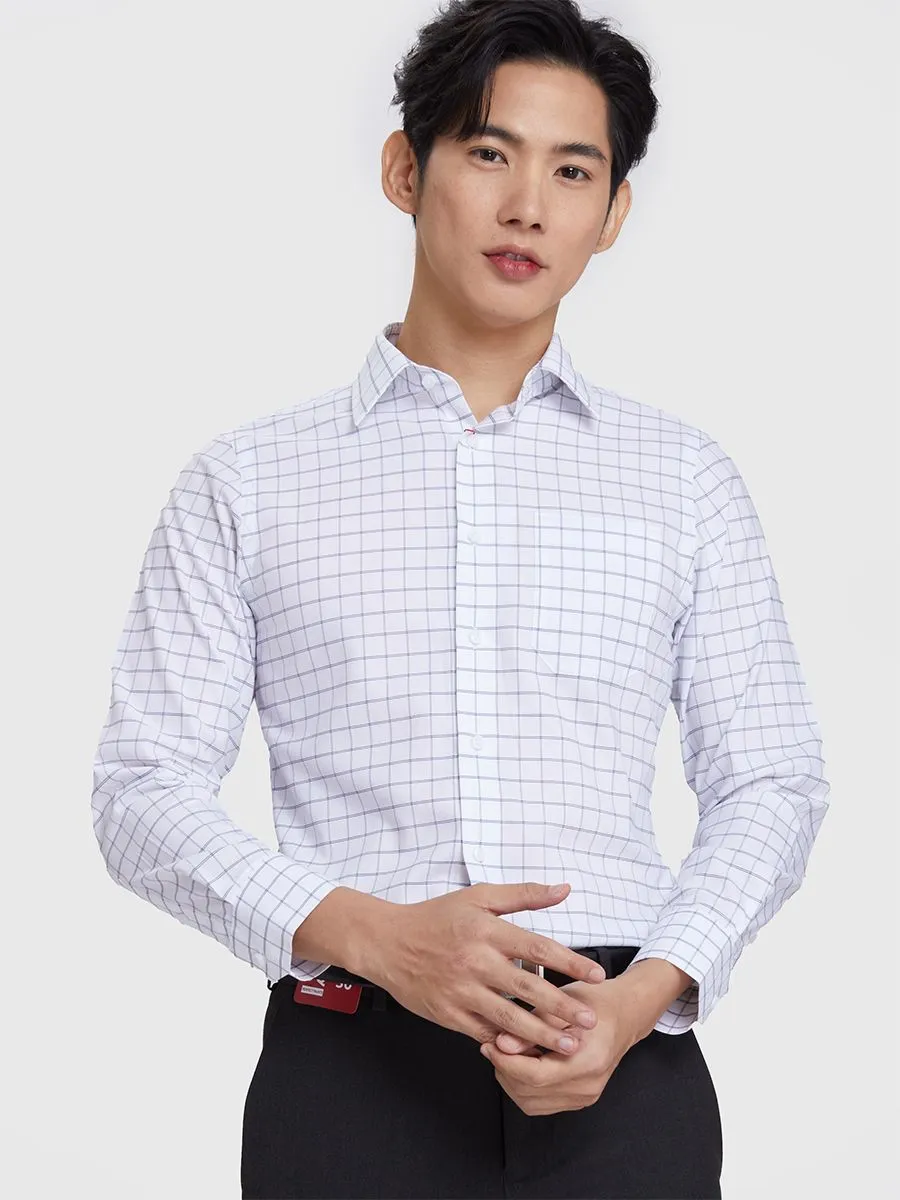 GQ Shirt Men Long Sleeves Gingham Print GQ Shirt Men Long Sleeves Gingham Print