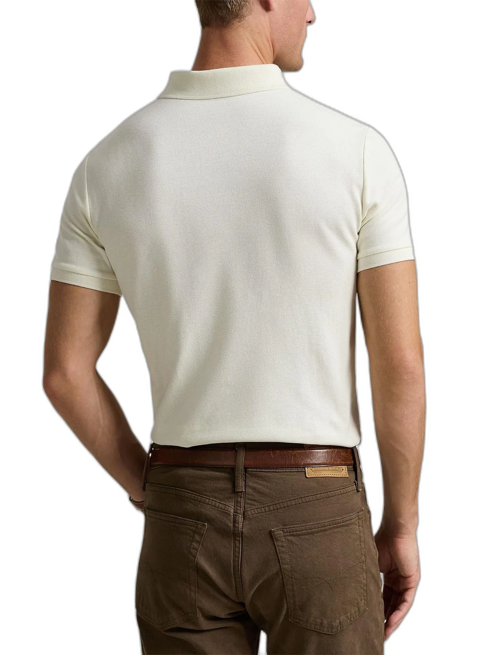 POLO RALPH LAUREN Men Polo-Custom Slim Fit Mesh Polo Shirt MNPOKNI1N822802-Natural-101 POLO RALPH LAUREN Men Polo-Custom Slim Fit Mesh Polo Shirt MNPOKNI1N822802-Natural-101