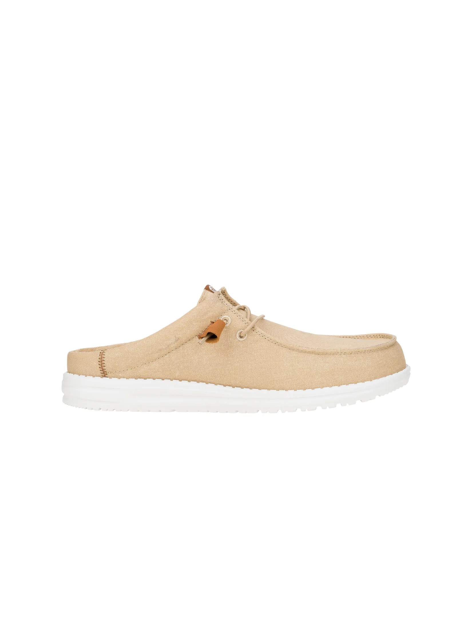 HEYDUDE WALLY STRETCH CANVAS SLIP - TAN/WHITE HEYDUDE WALLY STRETCH CANVAS SLIP - TAN/WHITE