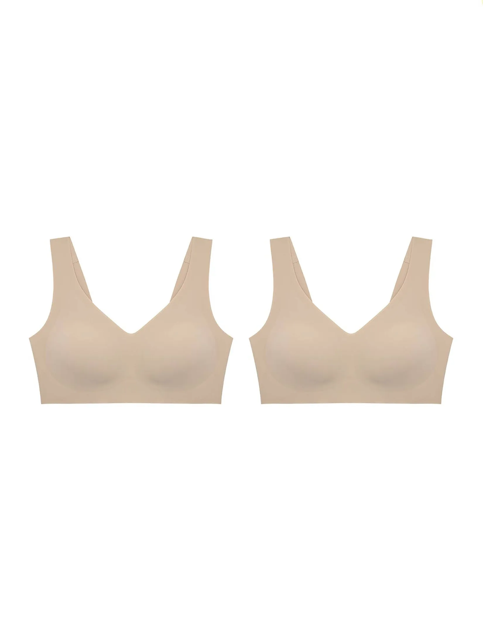 SABINA [Pack 2 Piece] [Online Exclusive]  Perfect Bra Seamless Wireless Bra - Sand