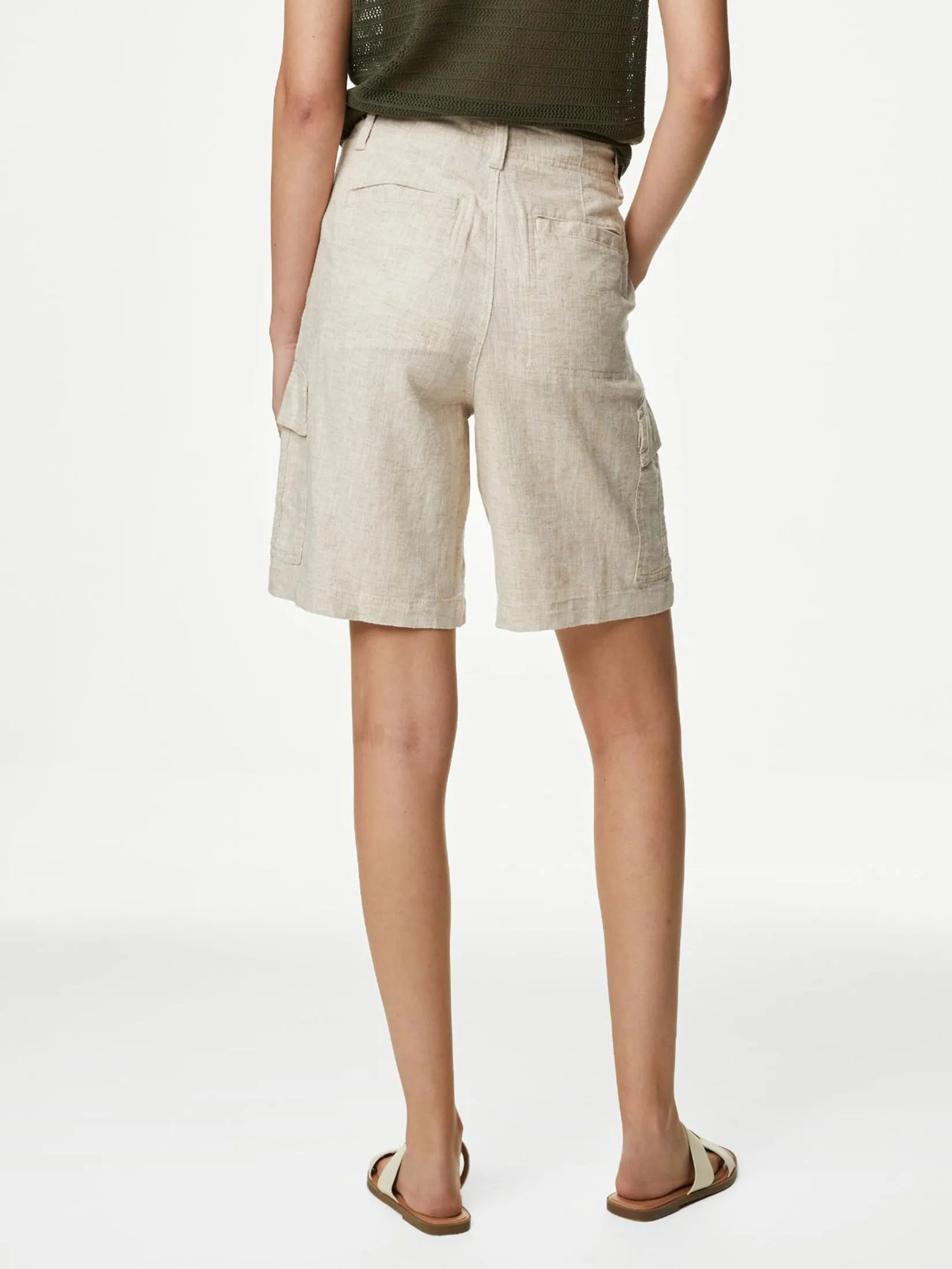 MARKS & SPENCER Women Cargo Utility Shorts Linen Rich MARKS & SPENCER Women Cargo Utility Shorts Linen Rich