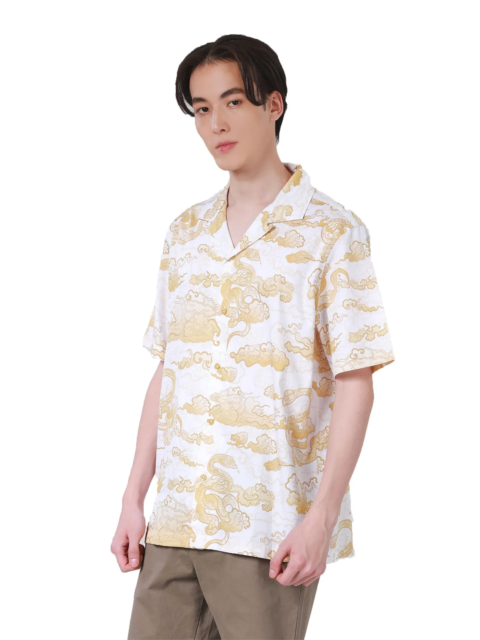 JOHN HENRY Men's Short Sleeves Shirts (Relaxed Fit) CHINESE NEW YEAR White JOHN HENRY Men's Short Sleeves Shirts (Relaxed Fit) CHINESE NEW YEAR White