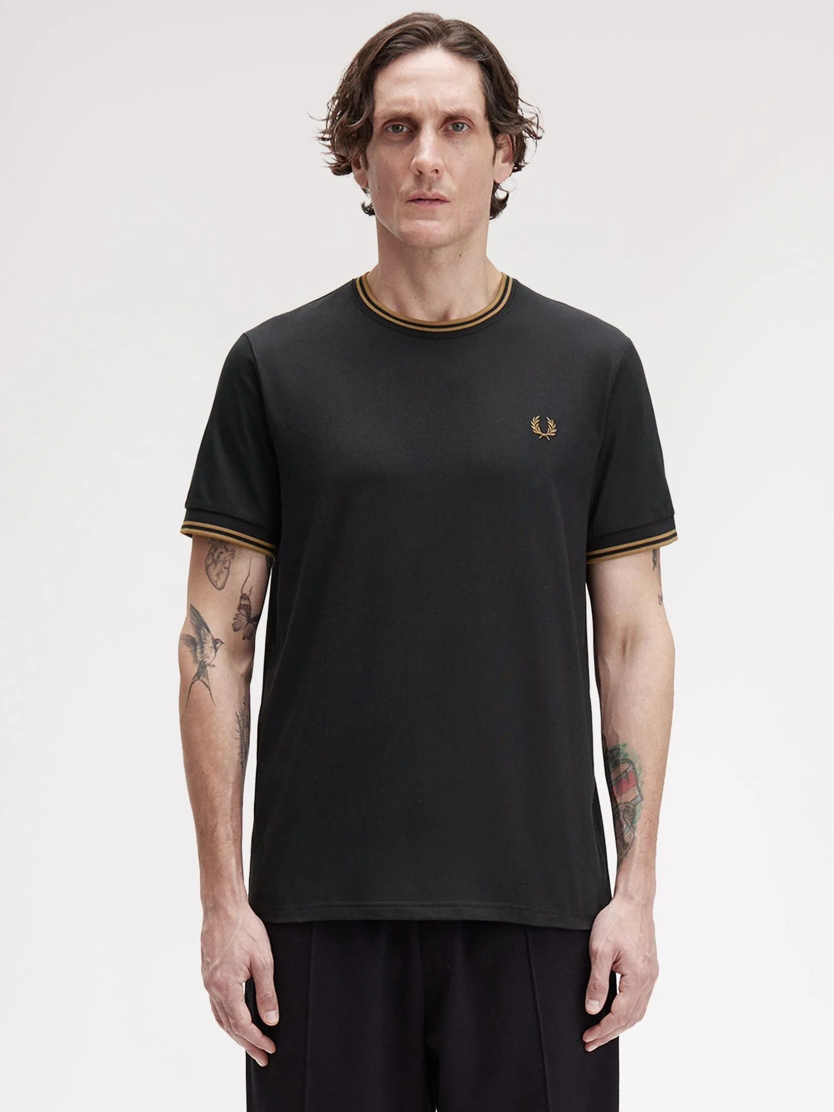 Fred Perry Men TWIN TIPPED T-SHIRT Black Fred Perry Men TWIN TIPPED T-SHIRT Black