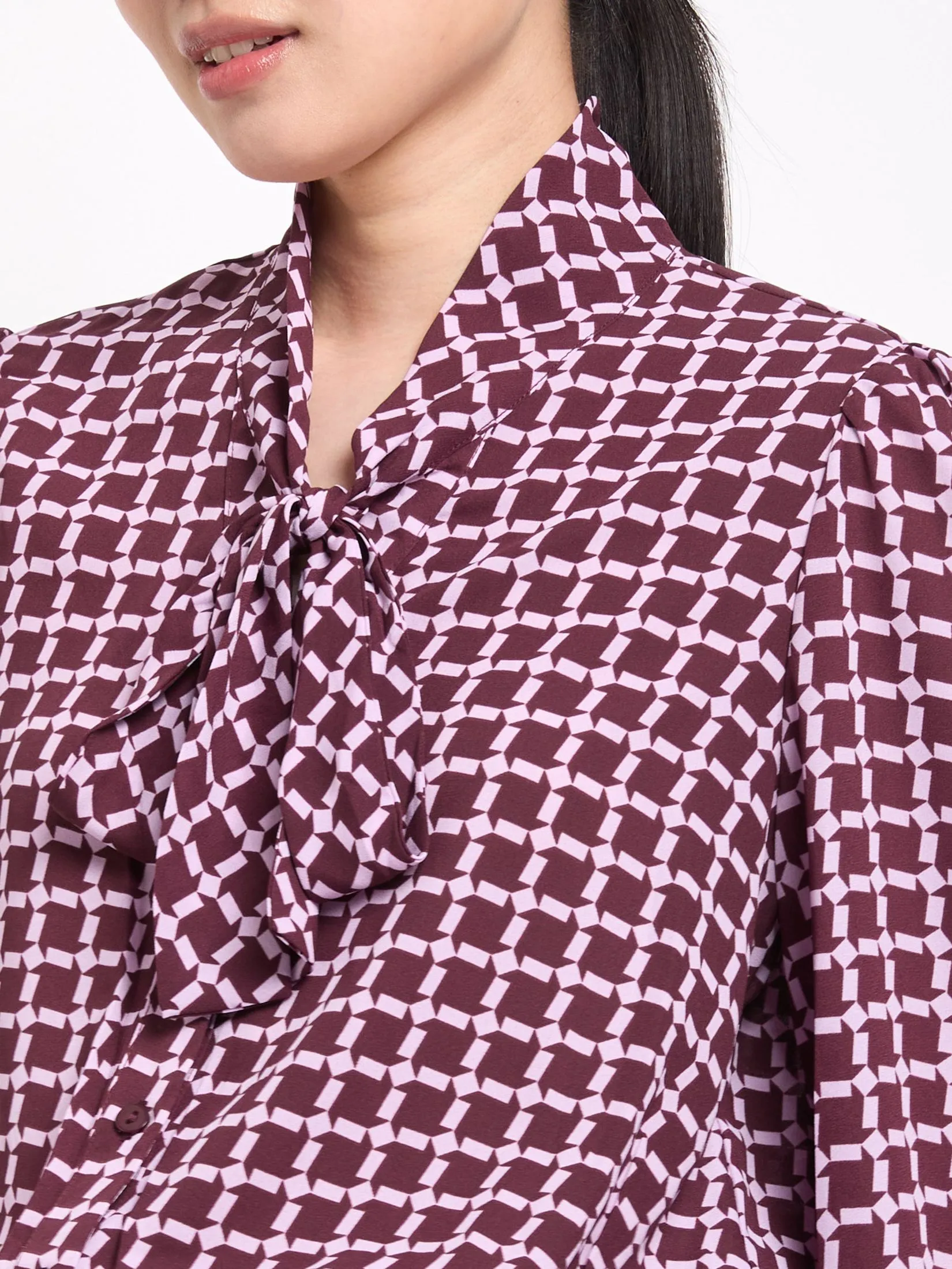 EXPRESSIONS Women Blouse Long Sleeves Chiffon with Bow Detail EXPRESSIONS Women Blouse Long Sleeves Chiffon with Bow Detail