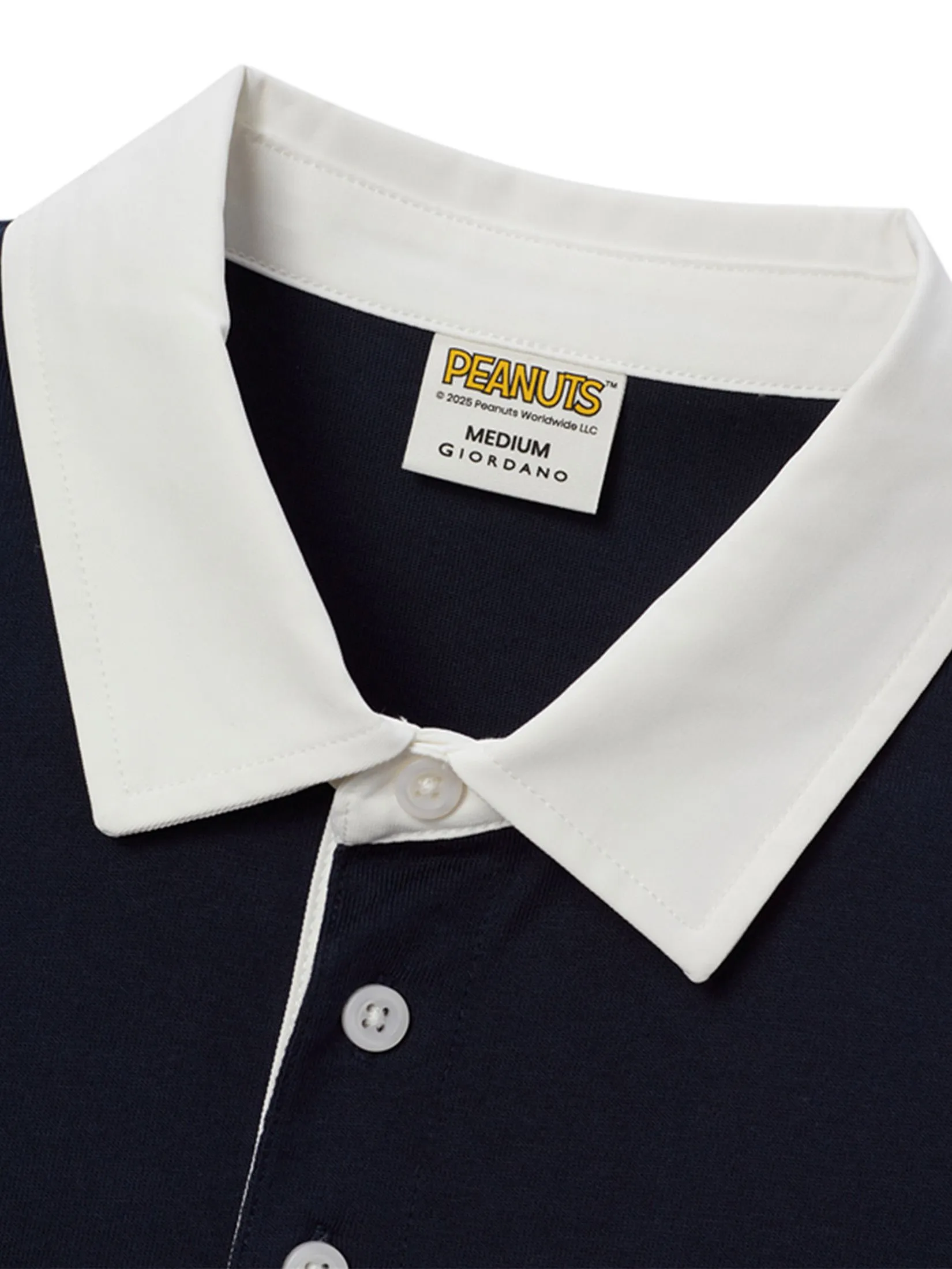 GIORDANO Men's Relax Printed Polo (Snoopy) Navy GIORDANO Men's Relax Printed Polo (Snoopy) Navy
