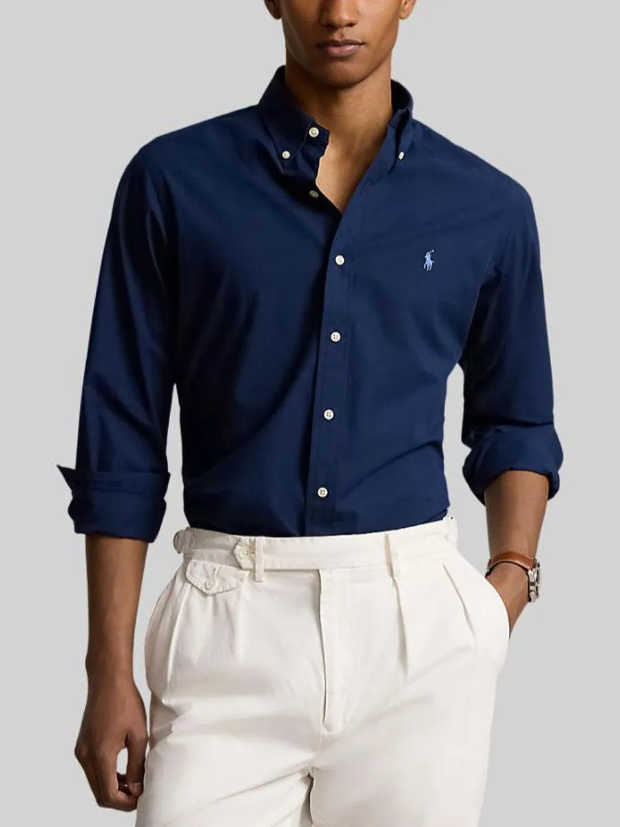 POLO RALPH LAUREN Men Shirt-Custom Fit Stretch Poplin Shirt MNPOWOV16823411-Navy-410 POLO RALPH LAUREN Men Shirt-Custom Fit Stretch Poplin Shirt MNPOWOV16823411-Navy-410