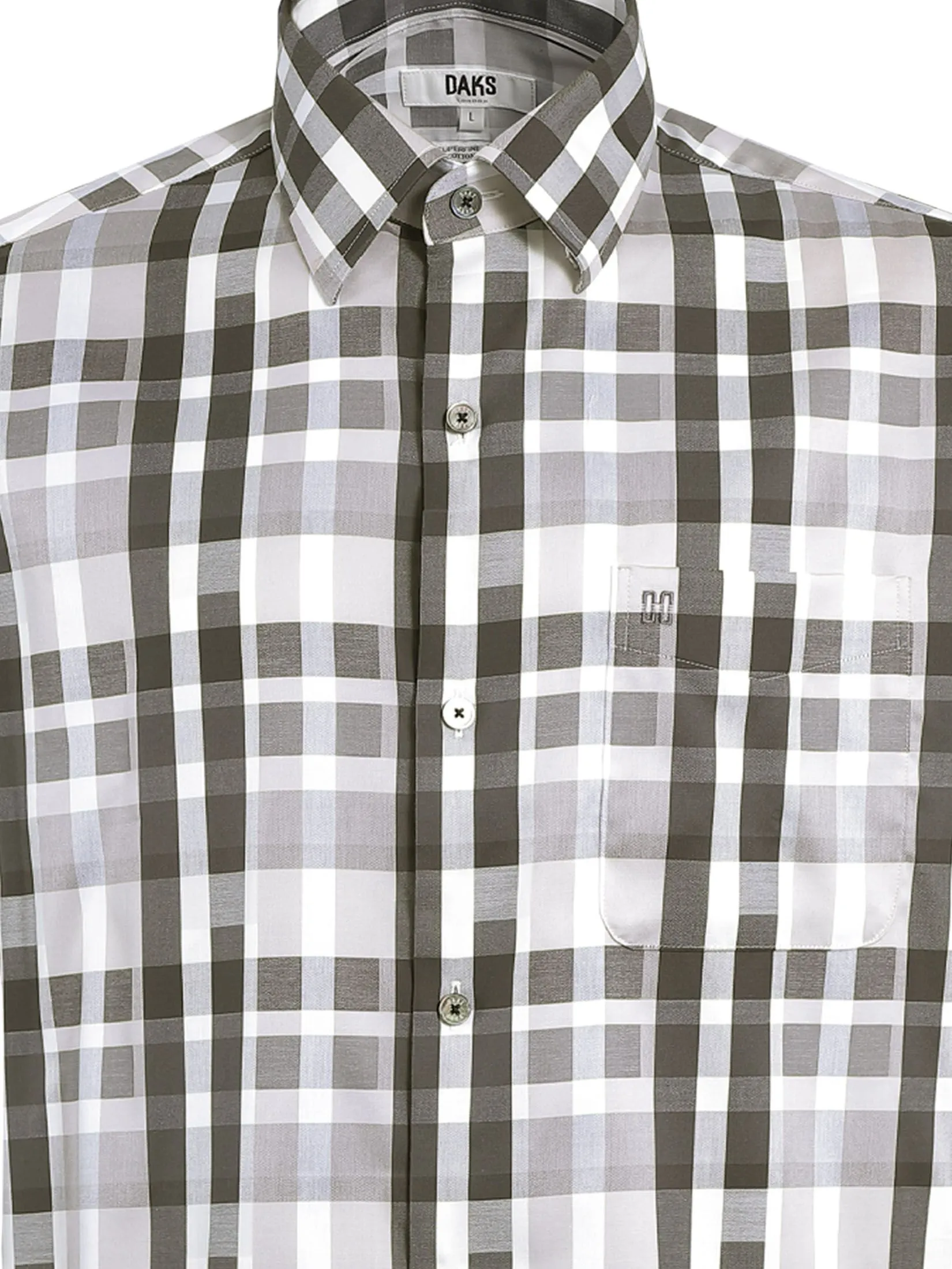 DAKS Men Short Sleeve Shirt Regular Fit Grey DAKS Men Short Sleeve Shirt Regular Fit Grey