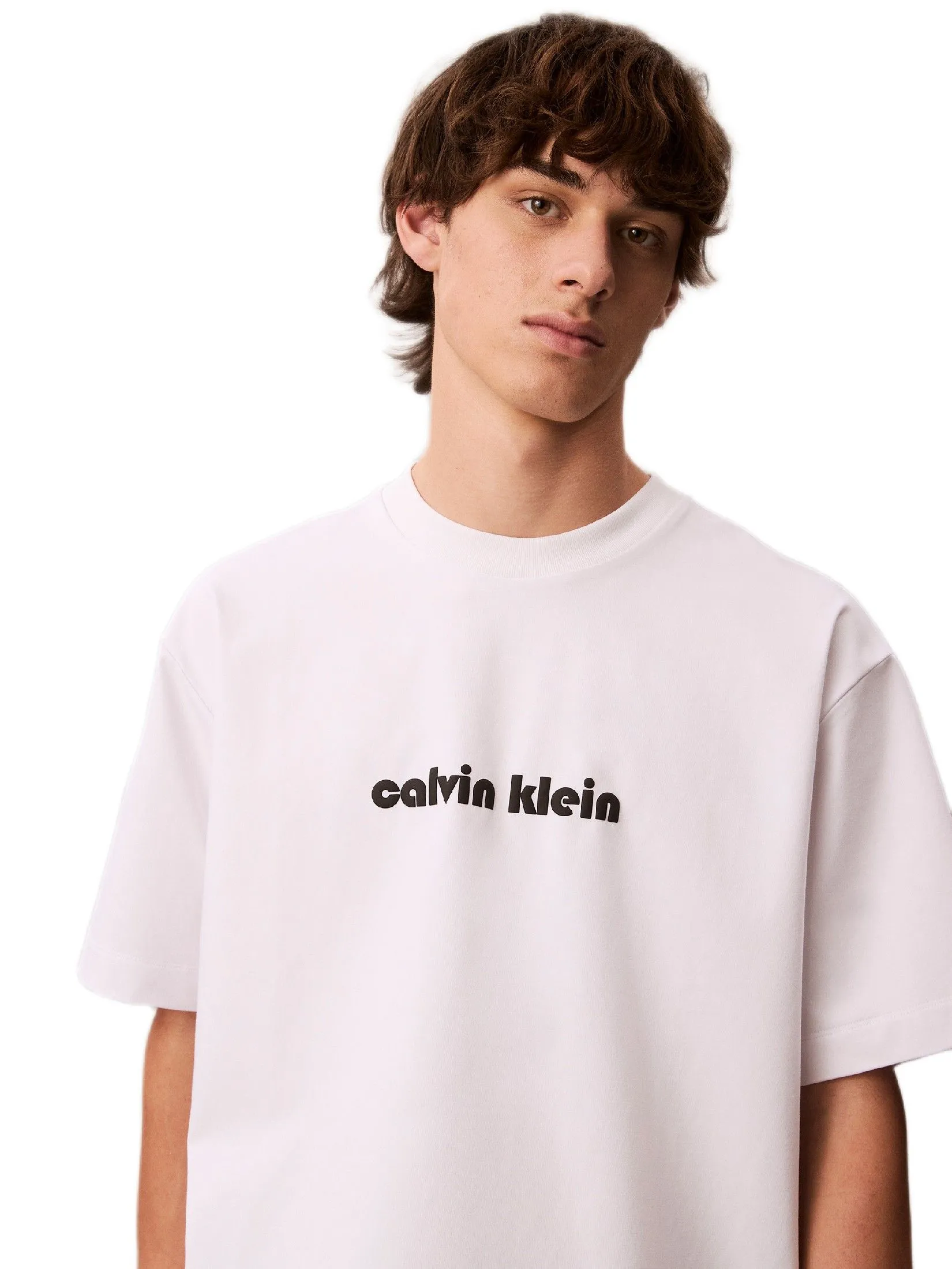 CALVIN KLEIN Men's Relaxed Fit Jersey Logo Cooling Short Sleeve T-Shirt White CALVIN KLEIN Men's Relaxed Fit Jersey Logo Cooling Short Sleeve T-Shirt White