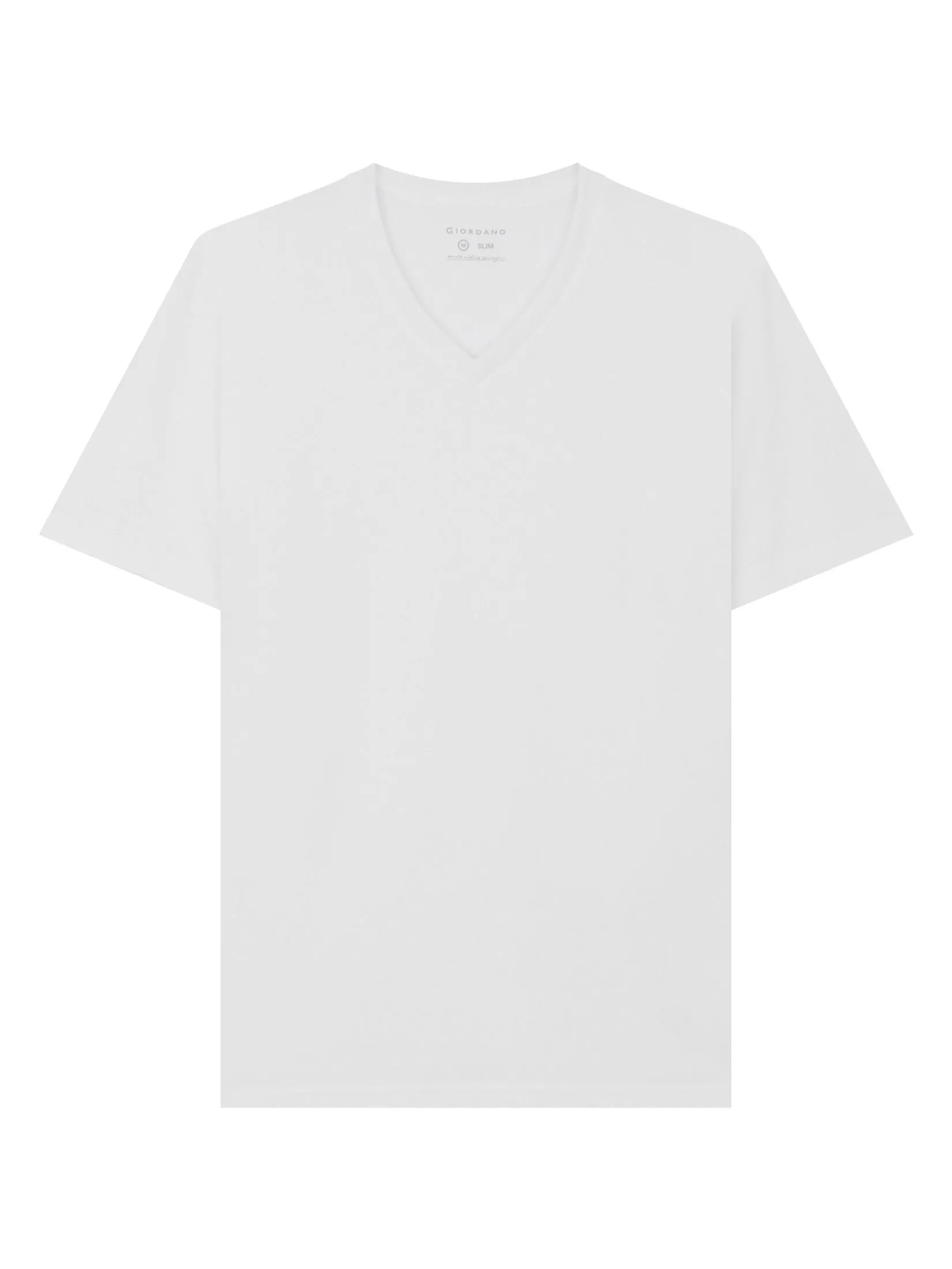 GIORDANO Men's Slim V-Neck Tee White GIORDANO Men's Slim V-Neck Tee White