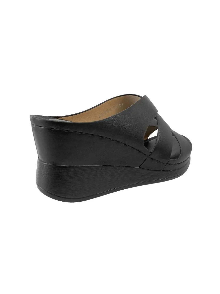 D'ARTE BLACK SANDALS WEDGE D76-20545 D'ARTE BLACK SANDALS WEDGE D76-20545