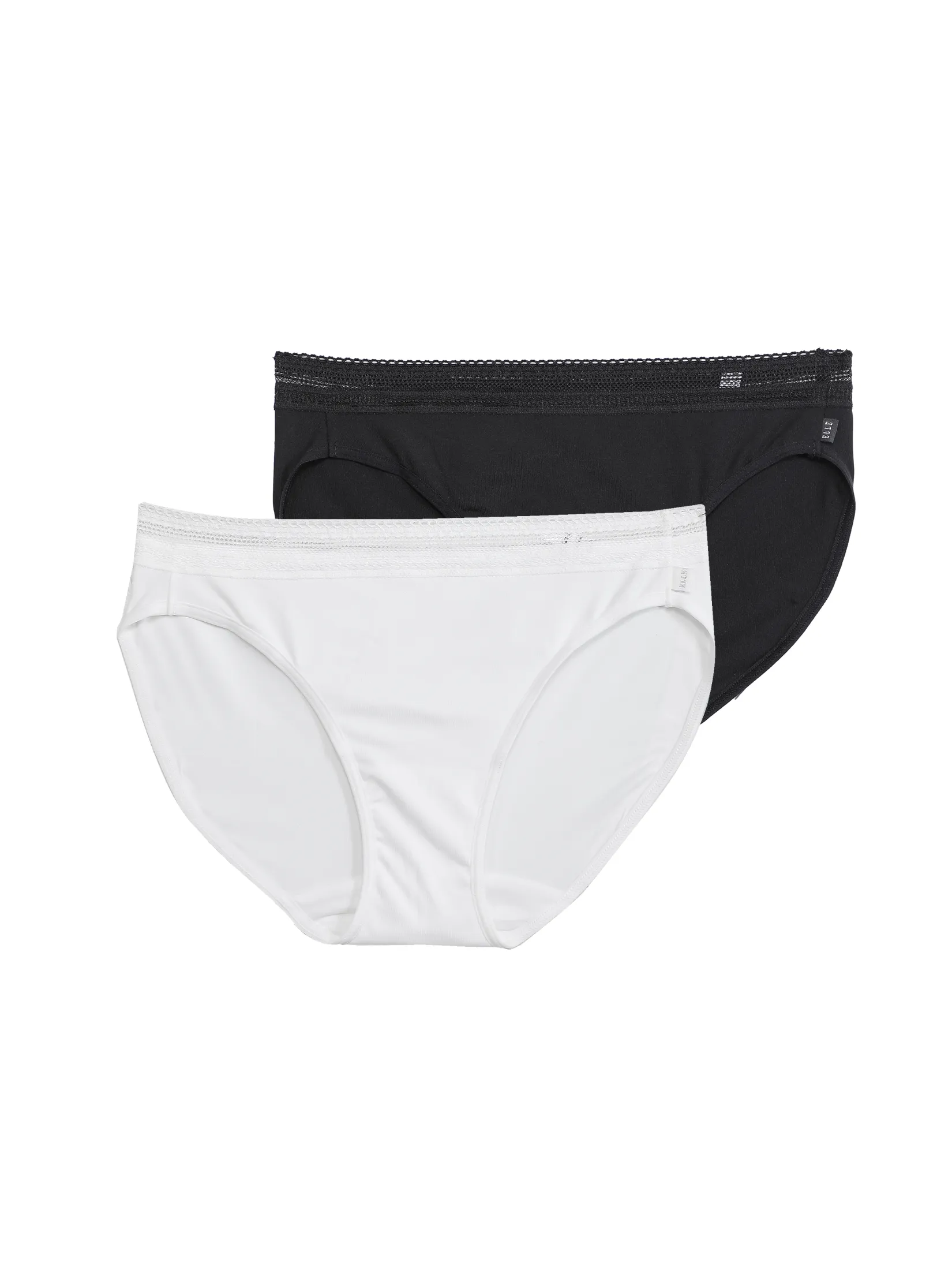 ELLE LINGERIE Women's Panties Bikini Feminine Style (2pcs./Pack) LU2883 - White/Black ELLE LINGERIE Women's Panties Bikini Feminine Style (2pcs./Pack) LU2883 - White/Black