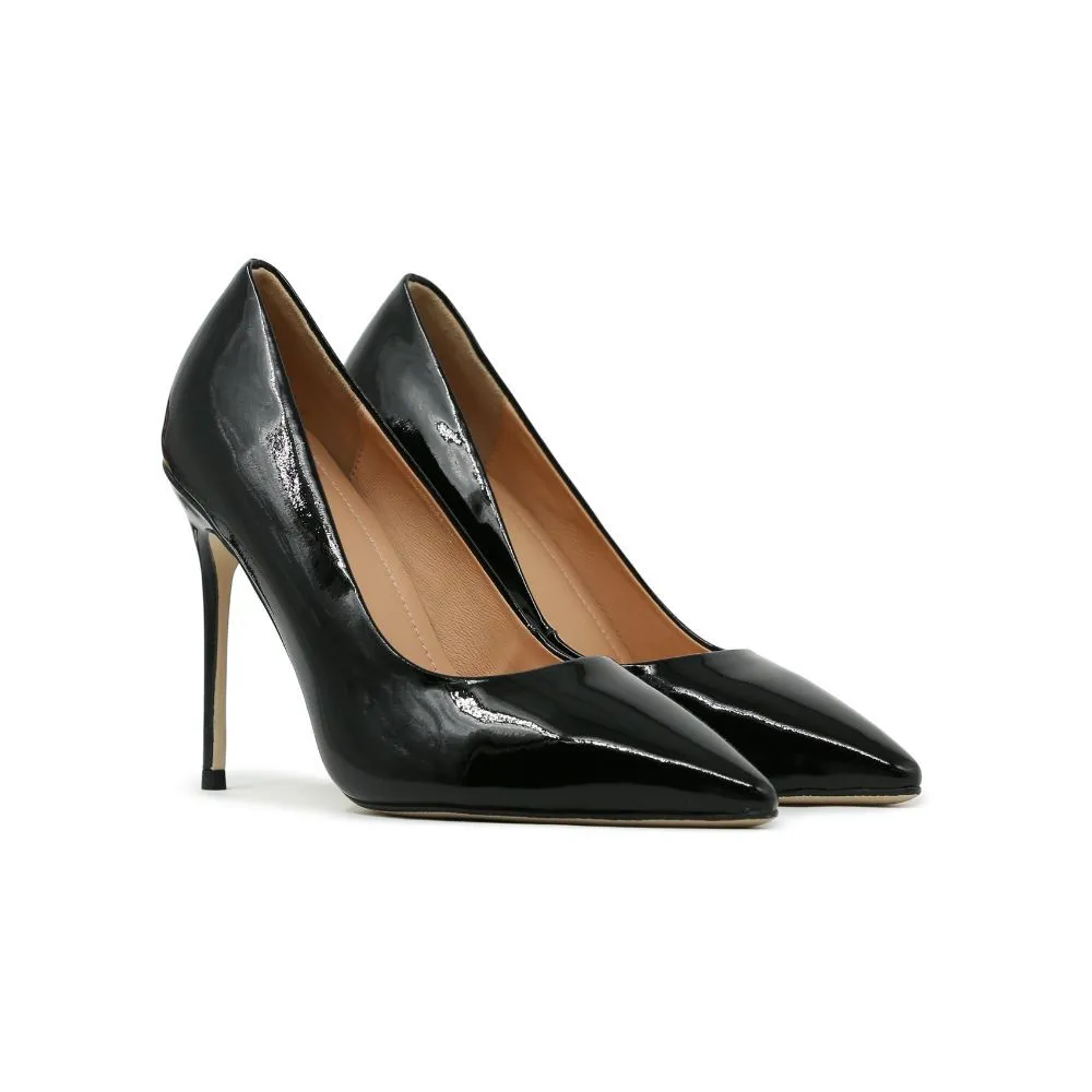 SHU CELEB HEELS 4" IN MILAN SWSC0801-BK51-GLOSSY BLACK SHU CELEB HEELS 4" IN MILAN SWSC0801-BK51-GLOSSY BLACK