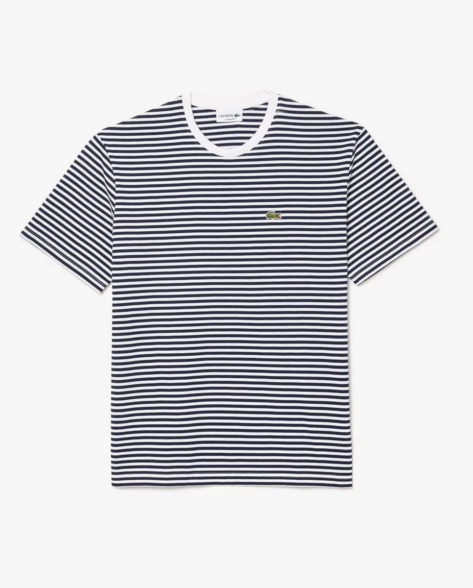 LACOSTE Striped Heavy Cotton T-shirt White LACOSTE Striped Heavy Cotton T-shirt White
